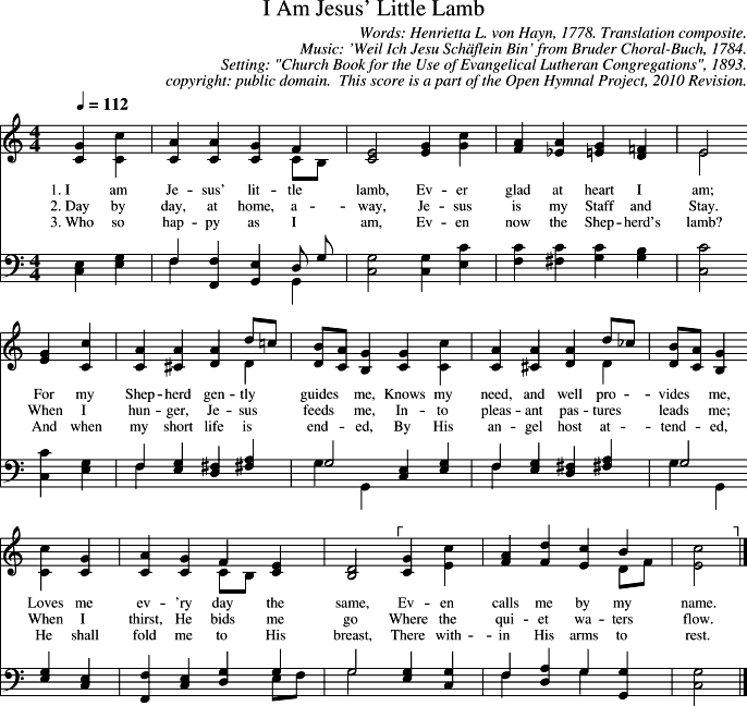 I Am Jesus' Little Lamb Piano Sheet Music Page 1 Free PDF