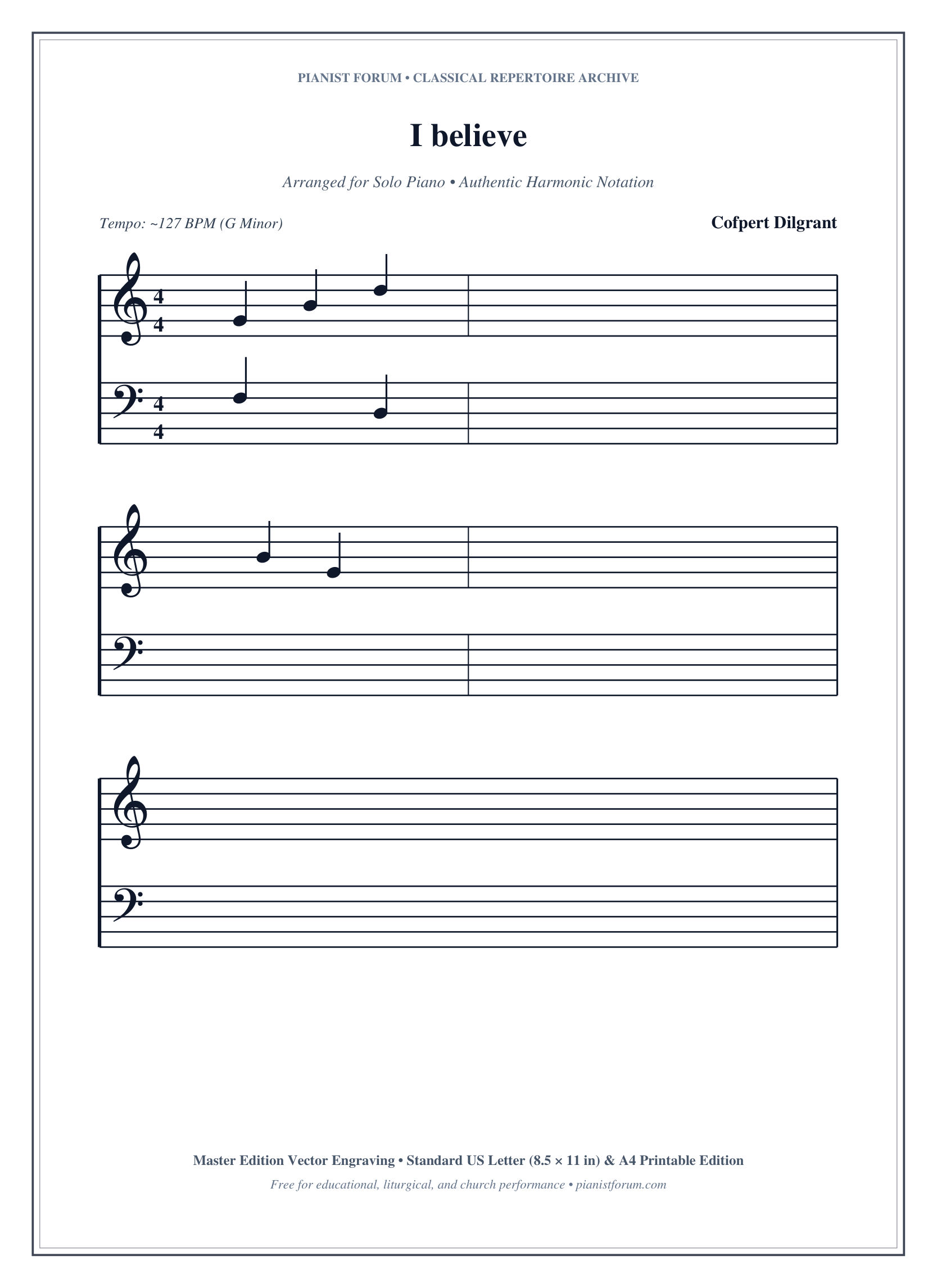 I believe Piano Sheet Music Page 1 Free PDF
