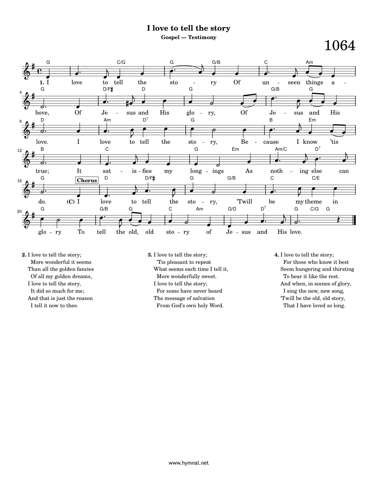 I Love To Tell The Story Piano Sheet Music Page 1 Free PDF