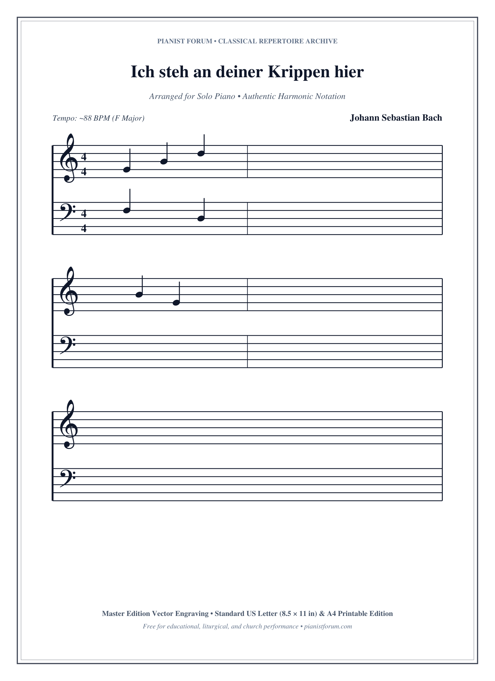 Ich steh an deiner Krippen hier Piano Sheet Music Page 1 Free PDF