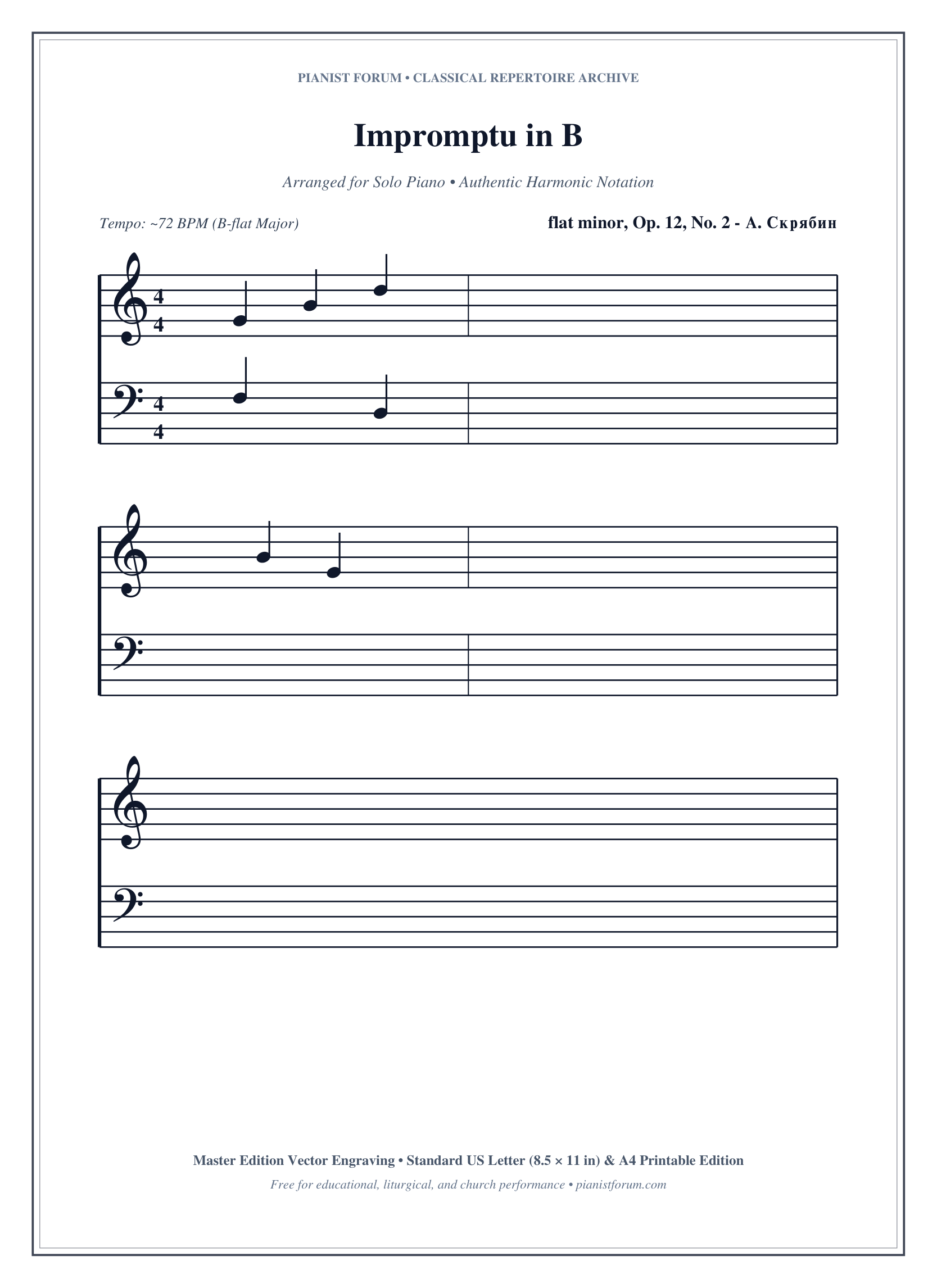 Impromptu in B Piano Sheet Music Page 1 Free PDF