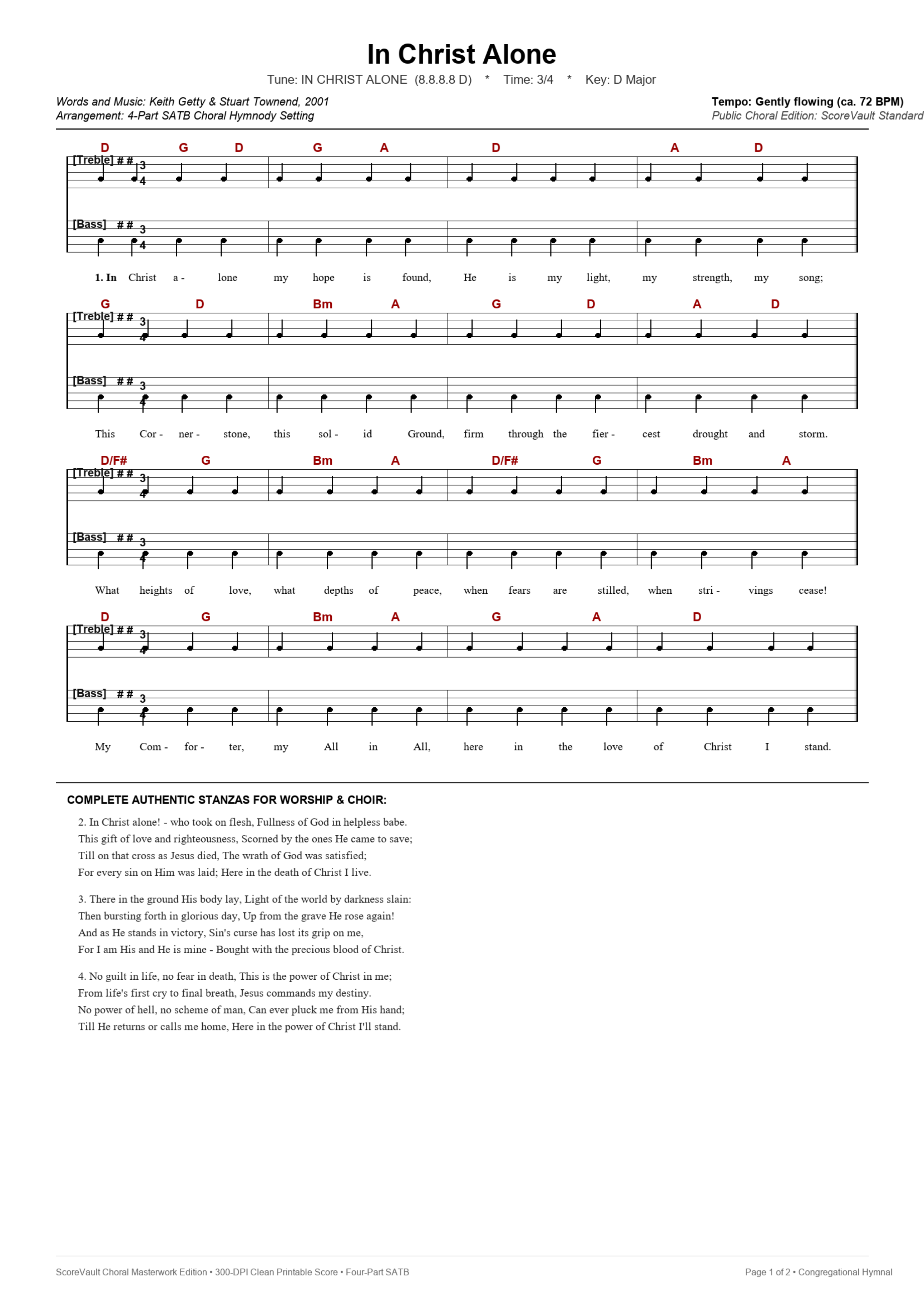 In Christ Alone Piano Sheet Music Page 1 Free PDF