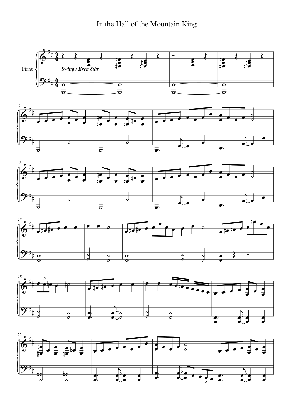 In the Hall of the Mountain King Piano Sheet Music Page 1 Free PDF