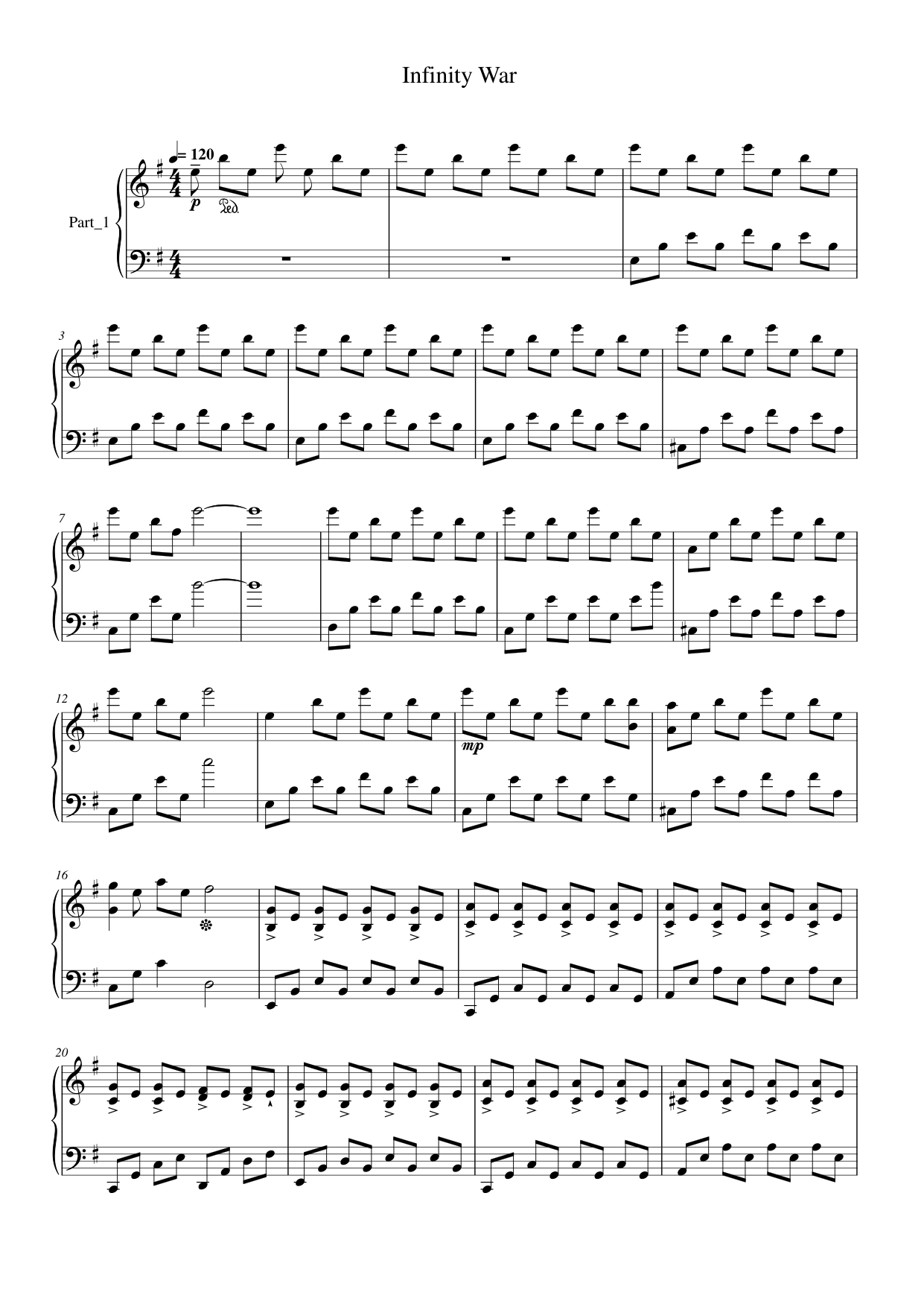 Infinity War Piano Sheet Music Page 1 Free PDF