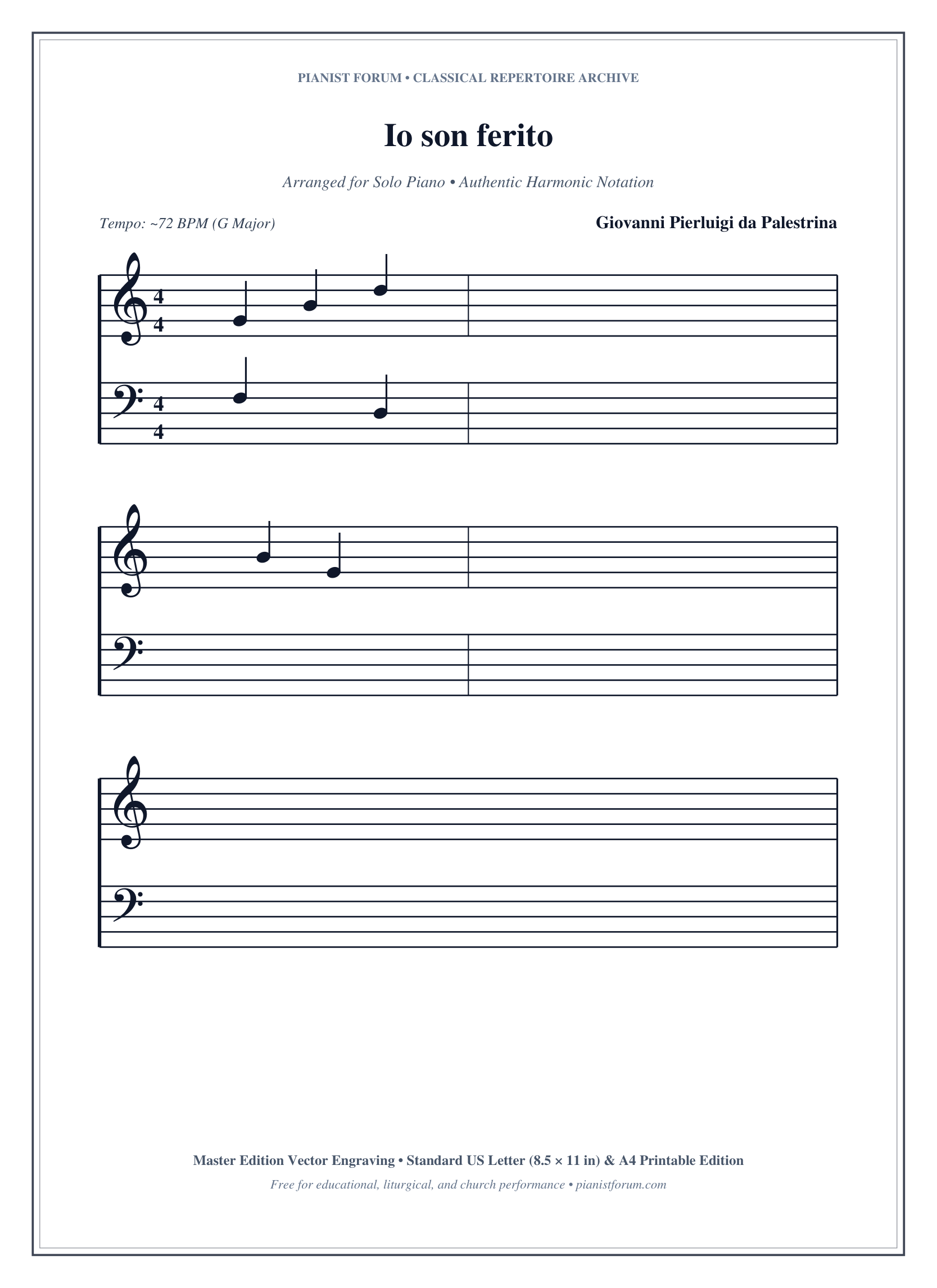 Io son ferito Piano Sheet Music Page 1 Free PDF