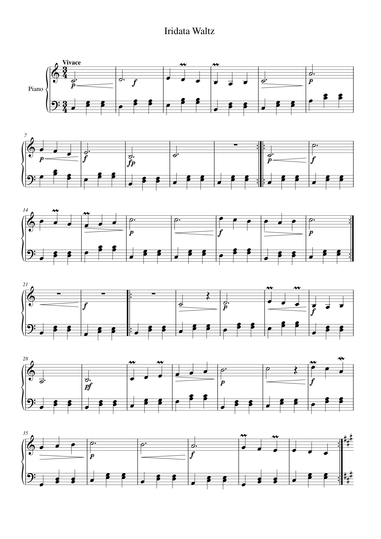 Iridata Waltz Piano Sheet Music Page 1 Free PDF
