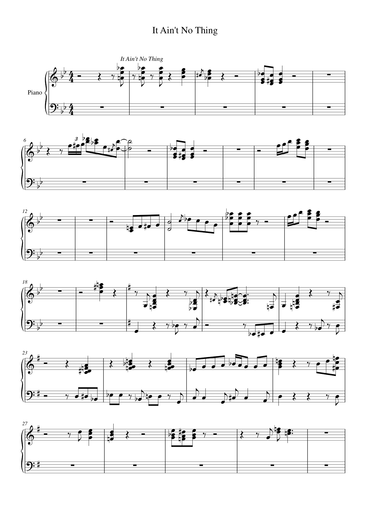 It Ain't No Thing Piano Sheet Music Page 1 Free PDF