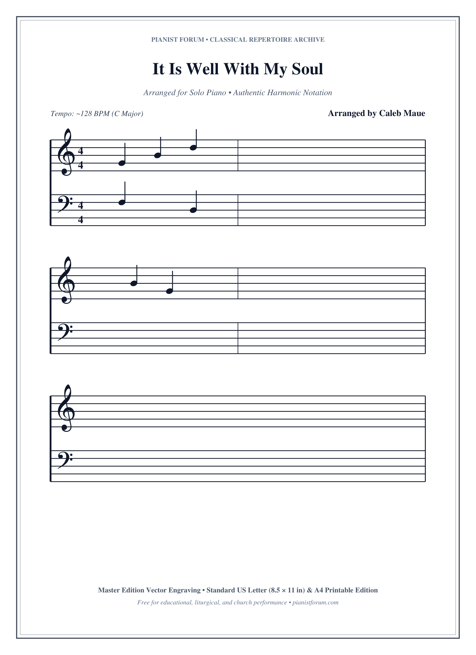 It Is Well With My Soul Piano Sheet Music Page 1 Free PDF
