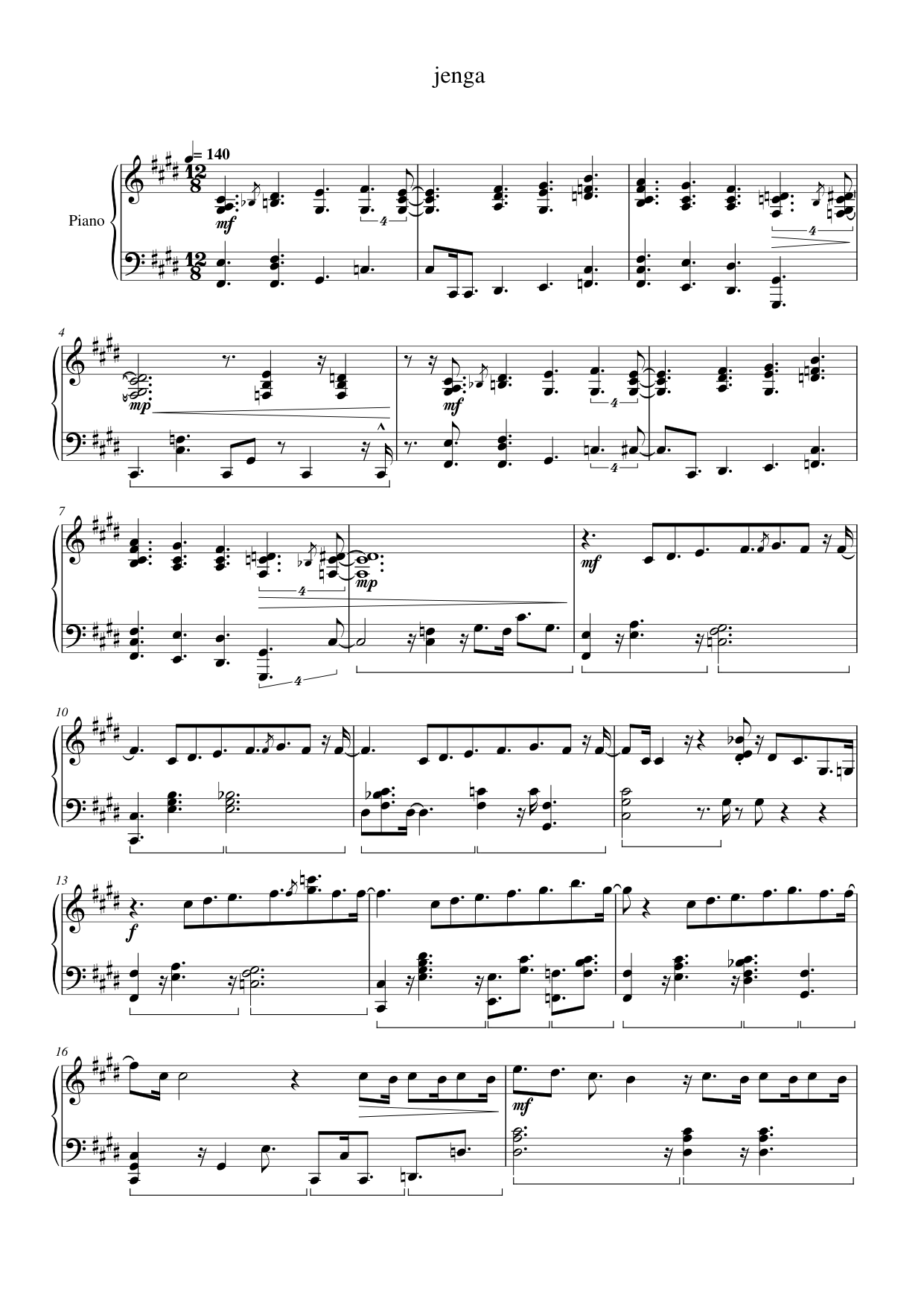 jenga Piano Sheet Music Page 1 Free PDF