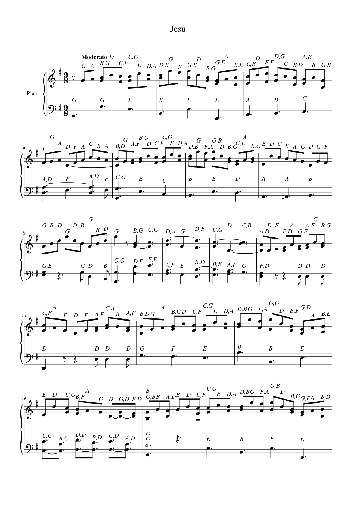 Jesu Piano Sheet Music Page 1 Free PDF