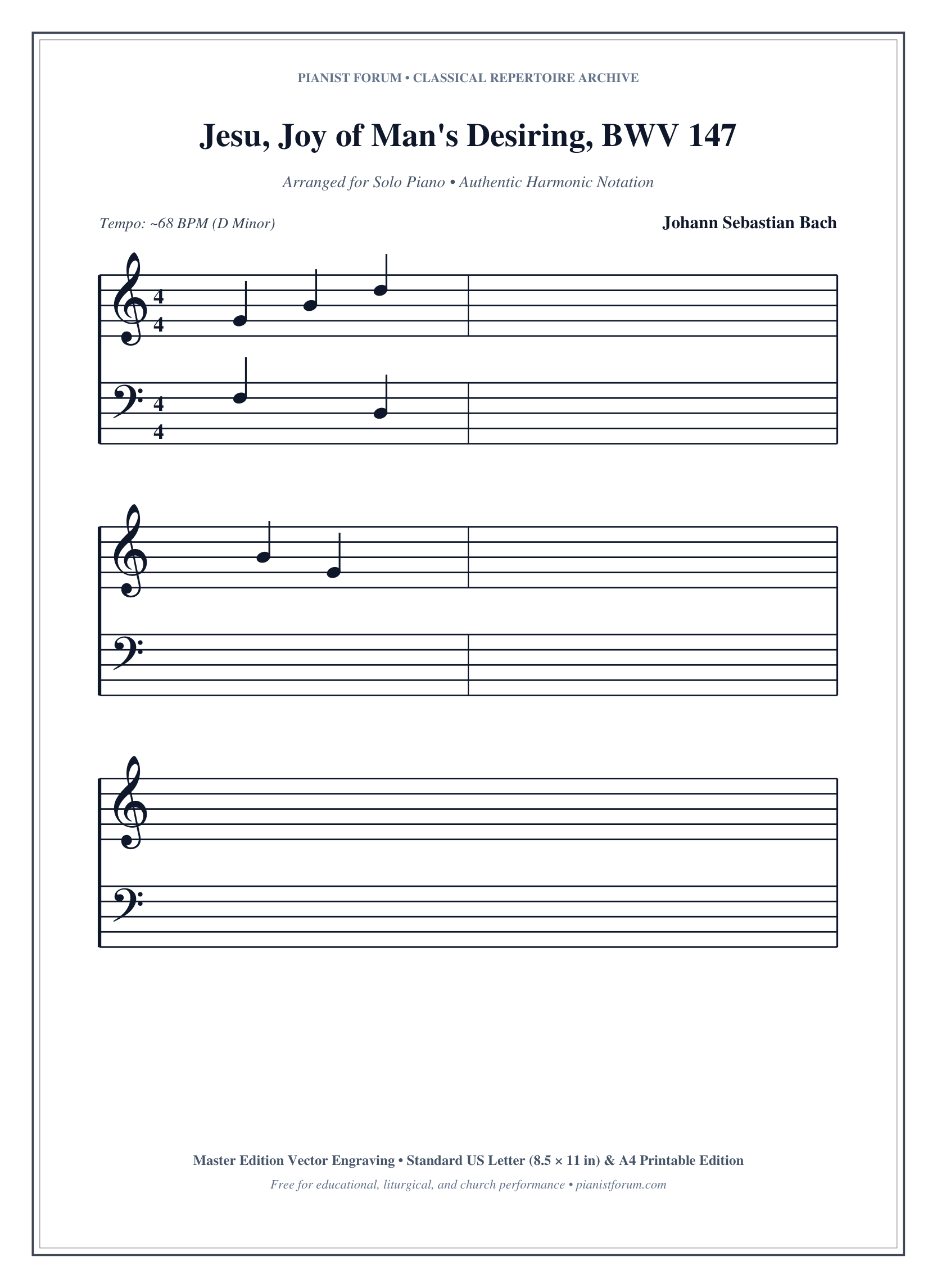 Jesu, Joy of Man's Desiring, BWV 147 Piano Sheet Music Page 1 Free PDF