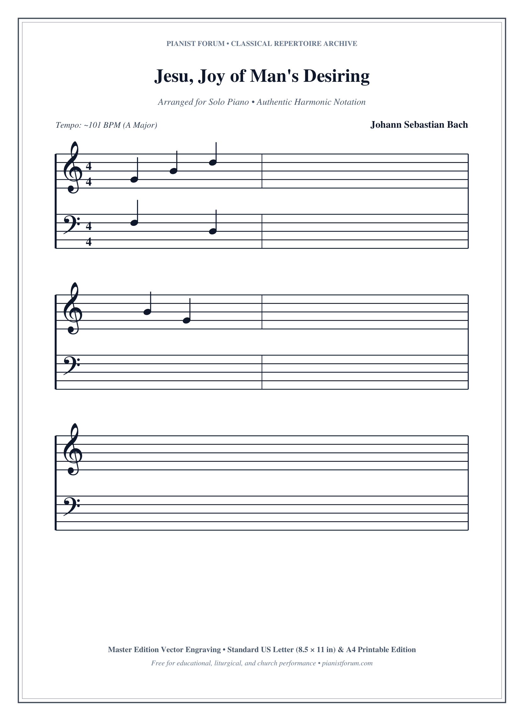 Jesu, Joy of Man's Desiring Piano Sheet Music Page 1 Free PDF