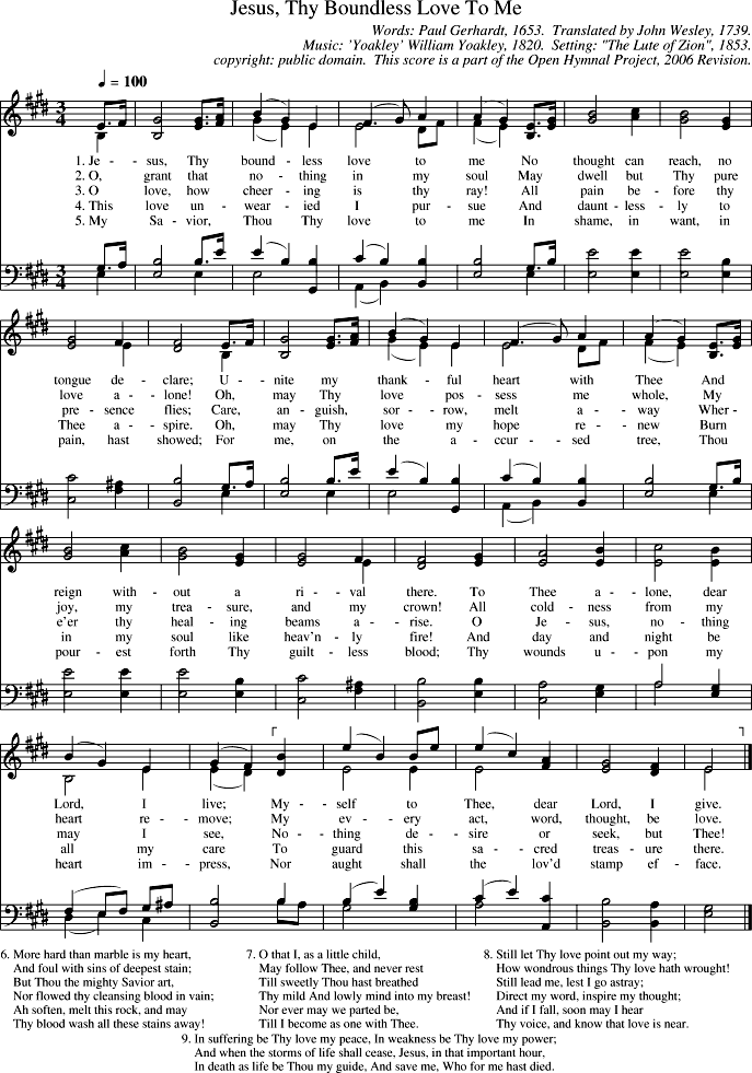 Jesus, Thy Boundless Love To Me Piano Sheet Music Page 1 Free PDF