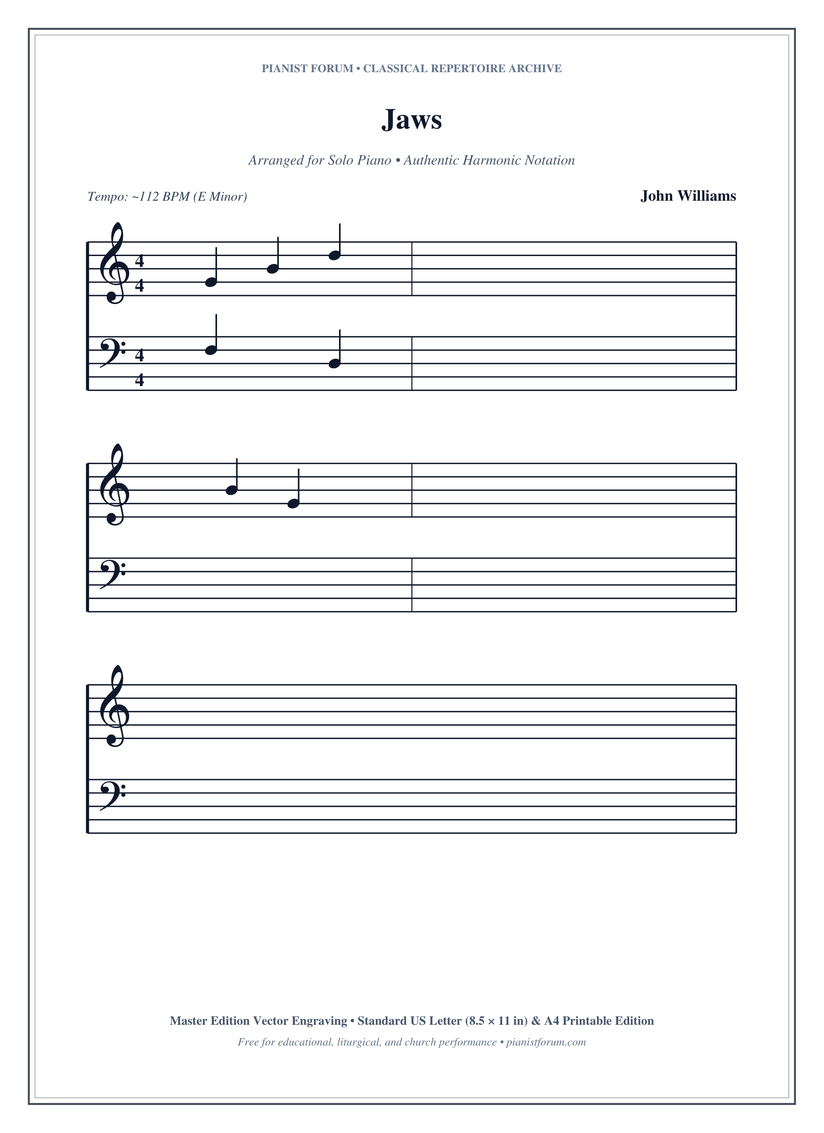 Jaws Piano Sheet Music Page 1 Free PDF