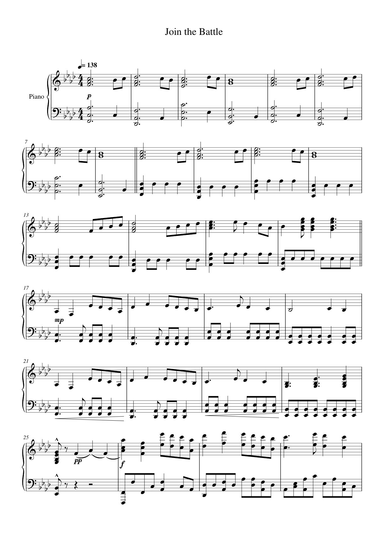 Join the Battle Piano Sheet Music Page 1 Free PDF