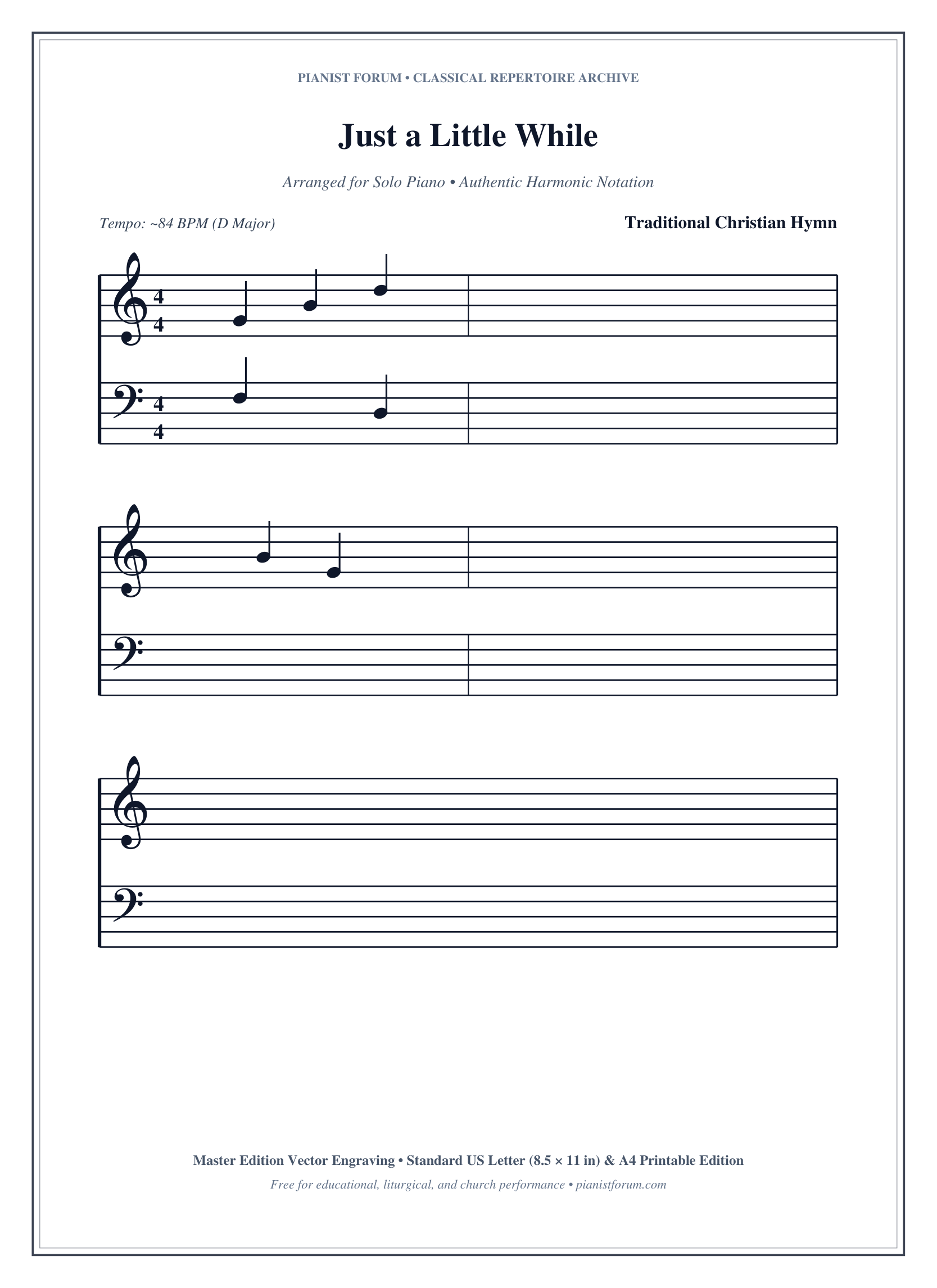 Just a Little While Piano Sheet Music Page 1 Free PDF
