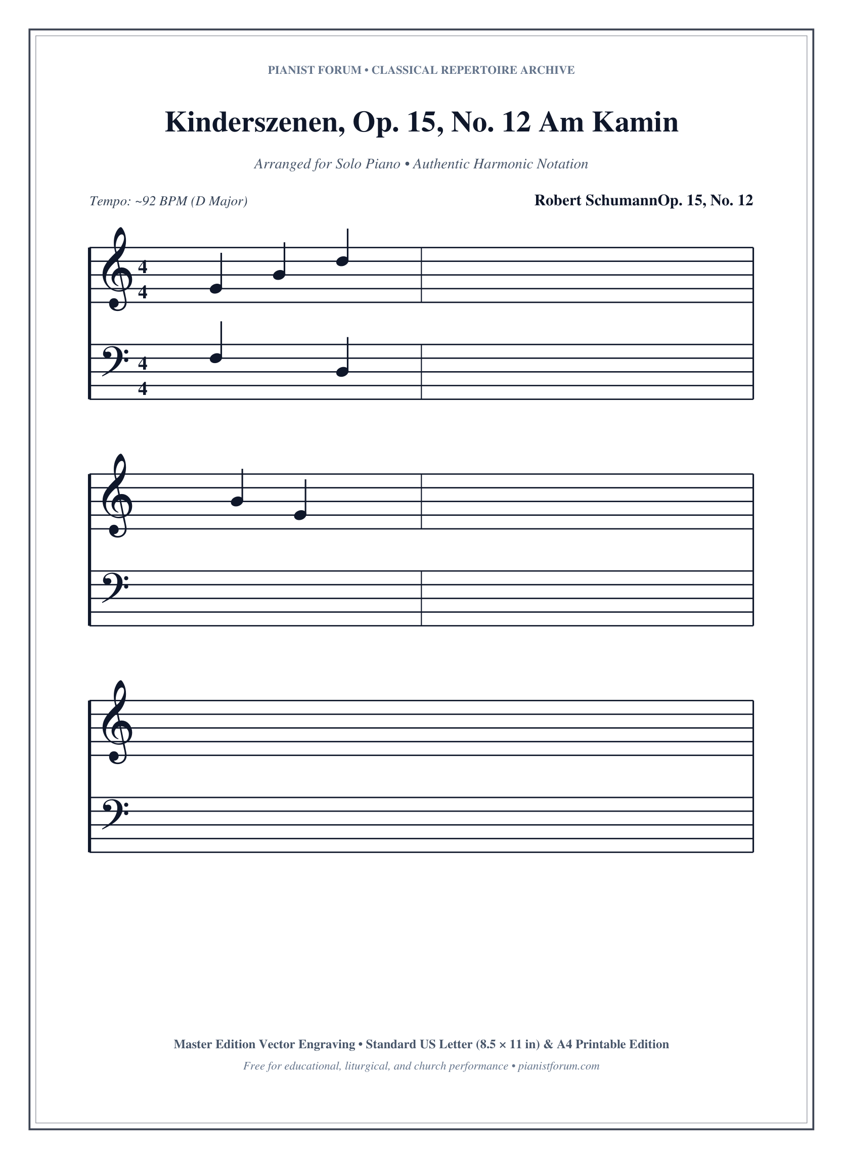 Kinderszenen, Op. 15, No. 12 Am Kamin Piano Sheet Music Page 1 Free PDF