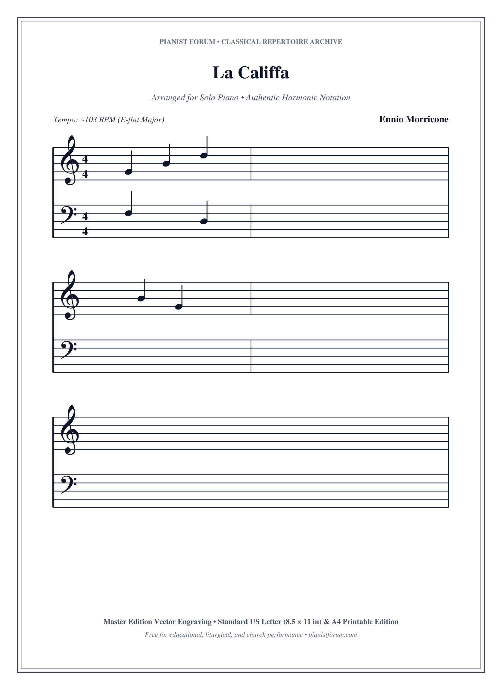 La Califfa Piano Sheet Music Page 1 Free PDF