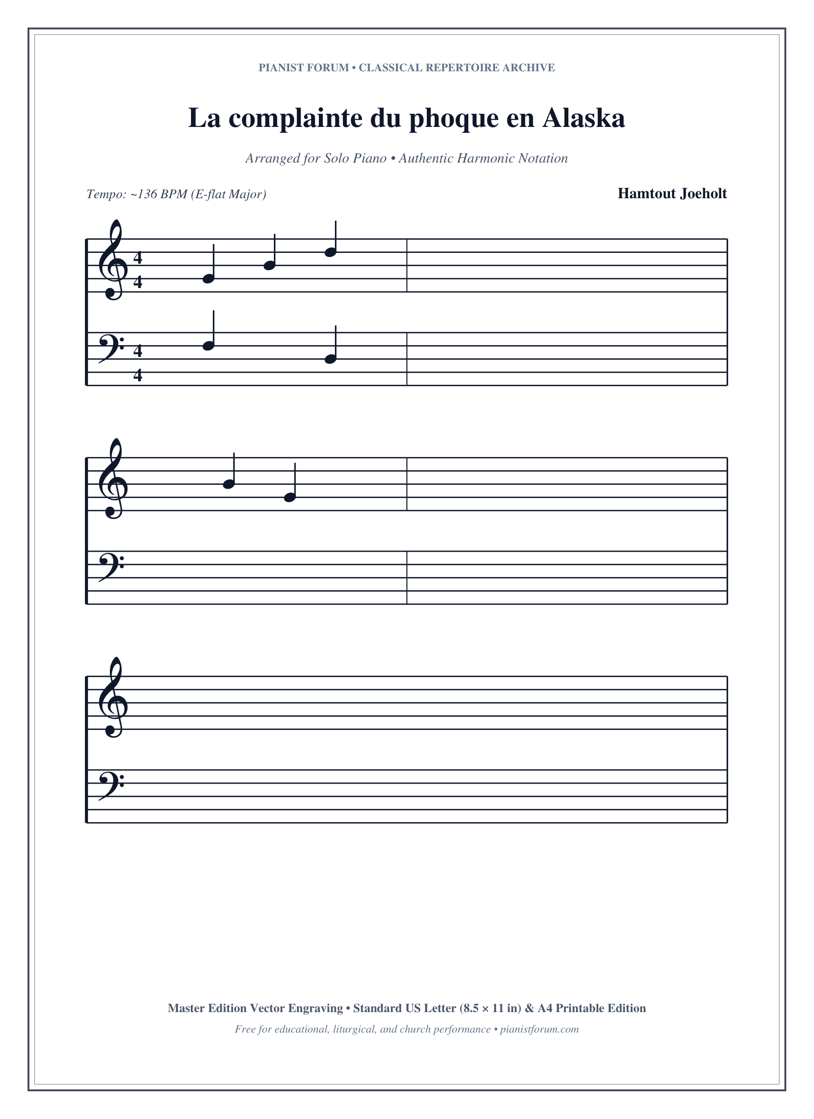 La complainte du phoque en Alaska Piano Sheet Music Page 1 Free PDF