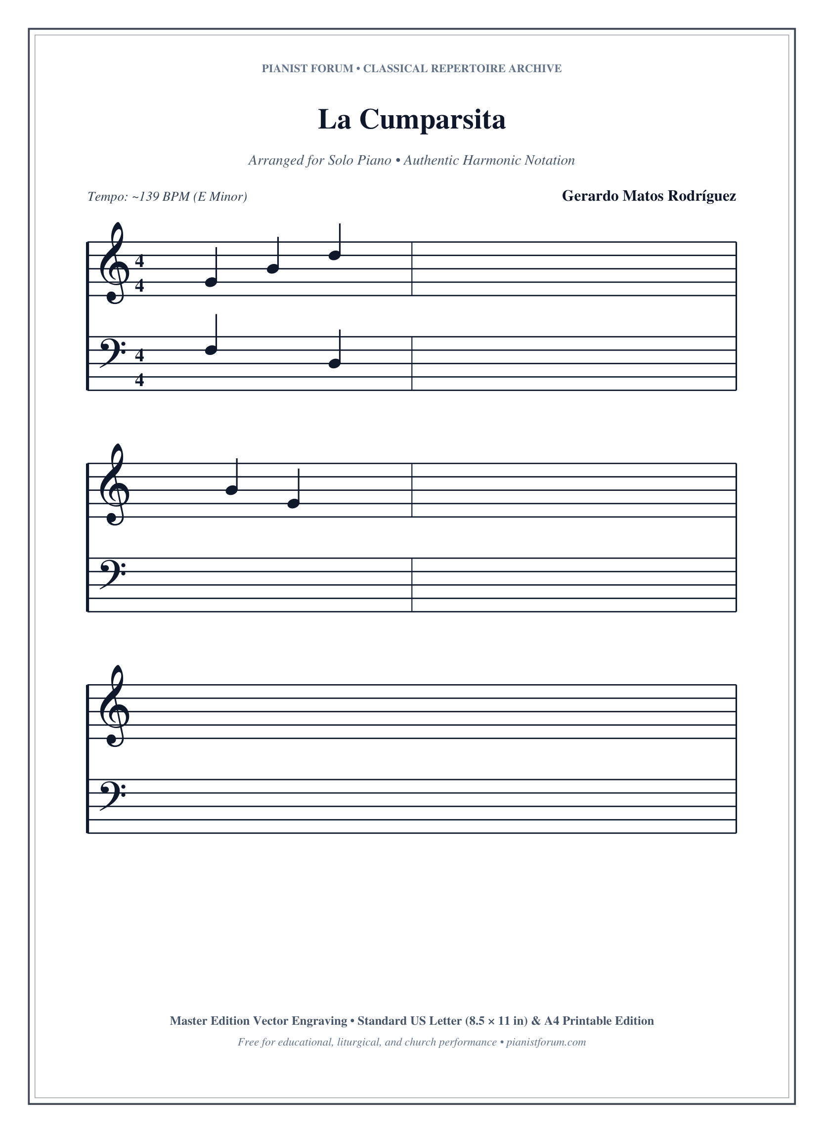La Cumparsita Piano Sheet Music Page 1 Free PDF