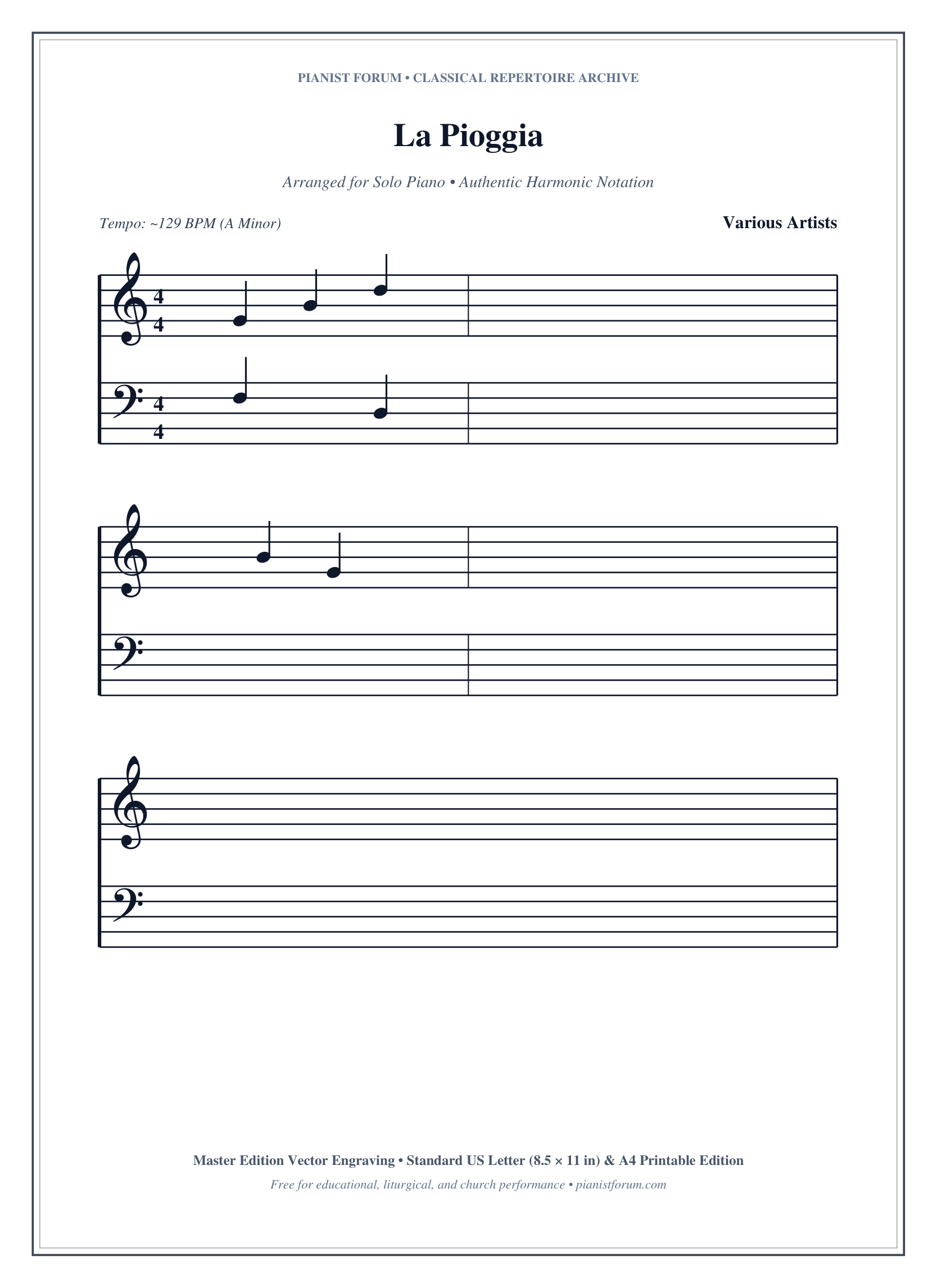 La Pioggia Piano Sheet Music Page 1 Free PDF