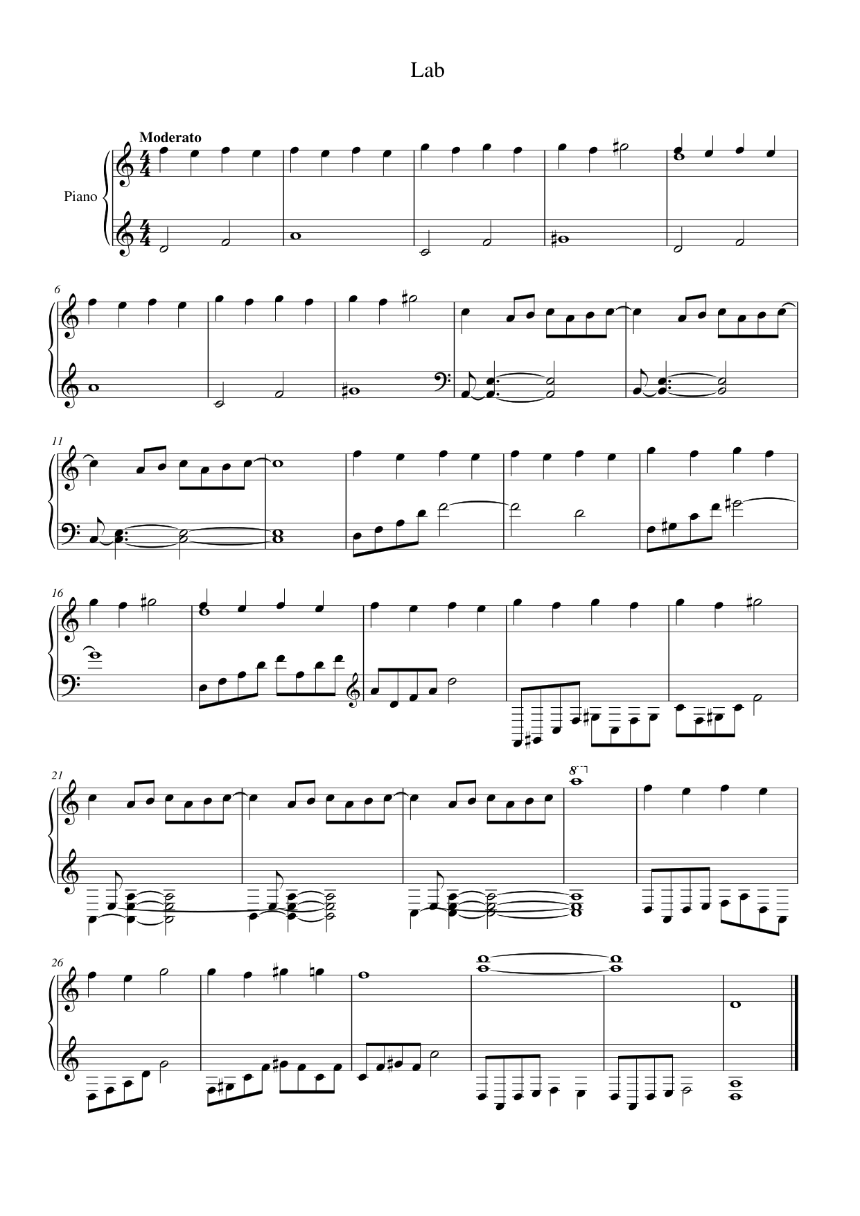 Lab Piano Sheet Music Page 1 Free PDF