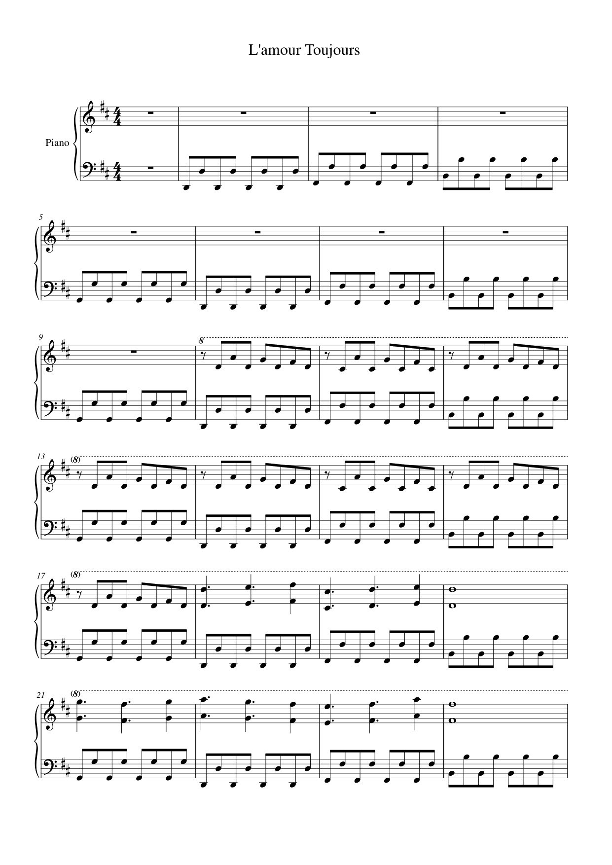 L'amour Toujours Piano Sheet Music Page 1 Free PDF