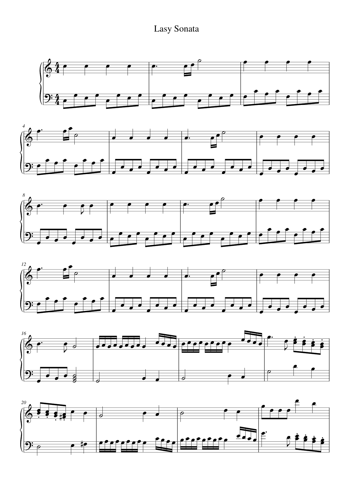Lasy Sonata Piano Sheet Music Page 1 Free PDF