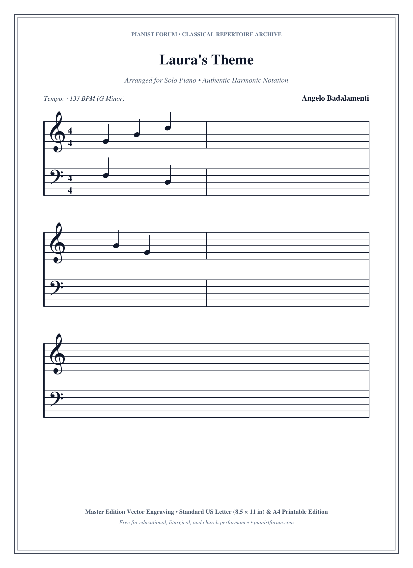 Laura's Theme Piano Sheet Music Page 1 Free PDF
