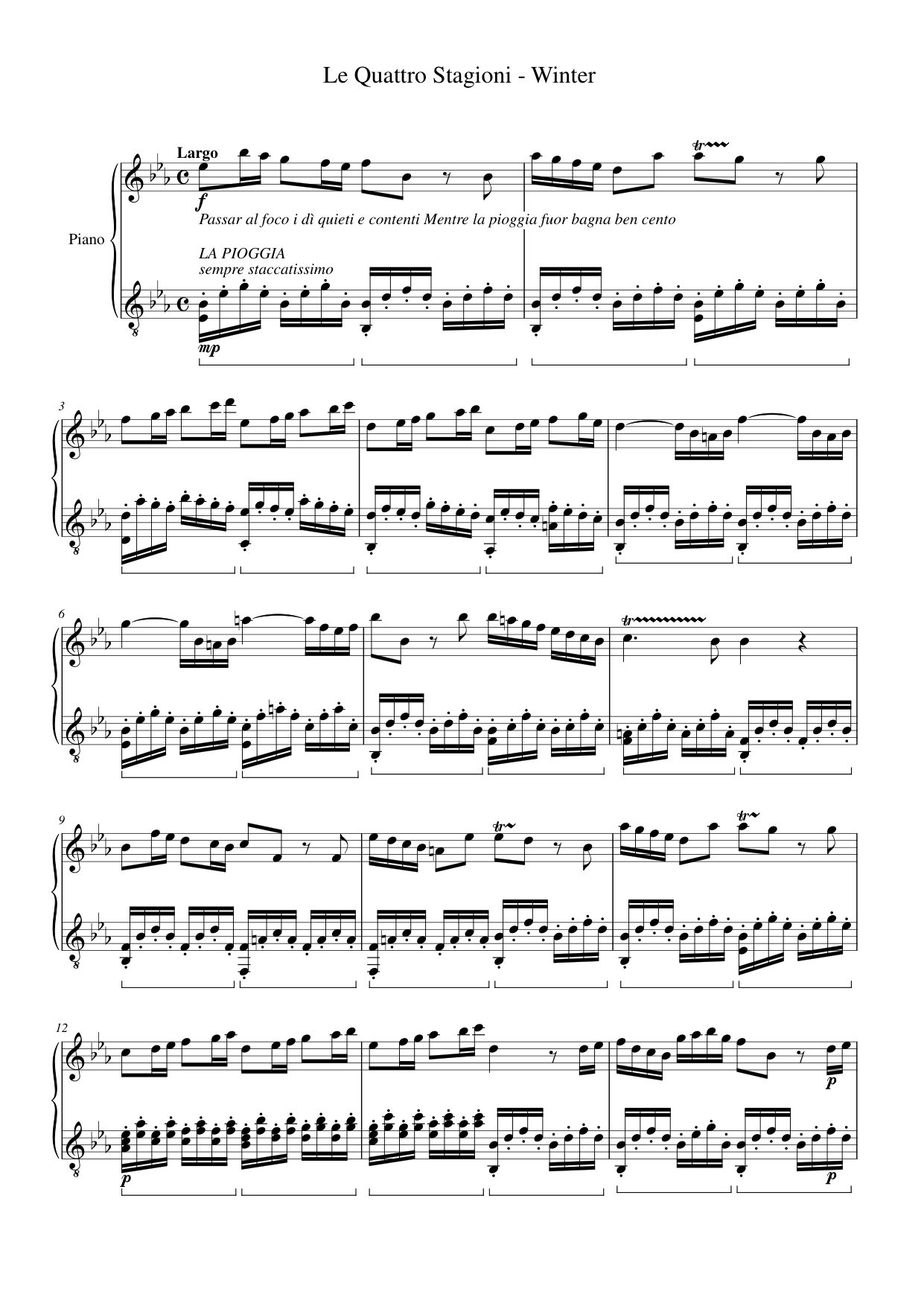 Le Quattro Stagioni Piano Sheet Music Page 1 Free PDF