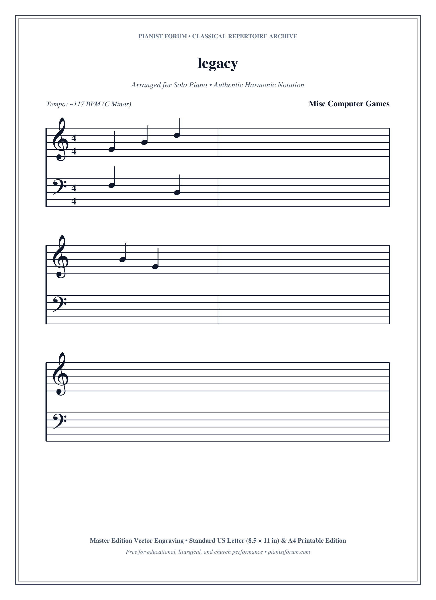 legacy Piano Sheet Music Page 1 Free PDF