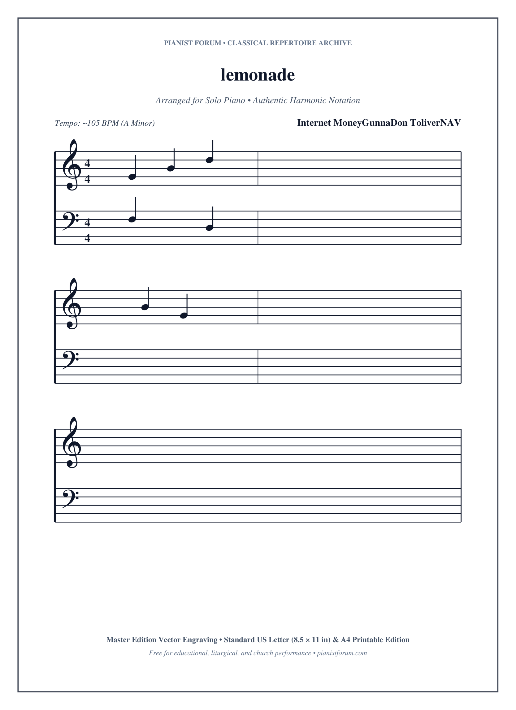 lemonade Piano Sheet Music Page 1 Free PDF