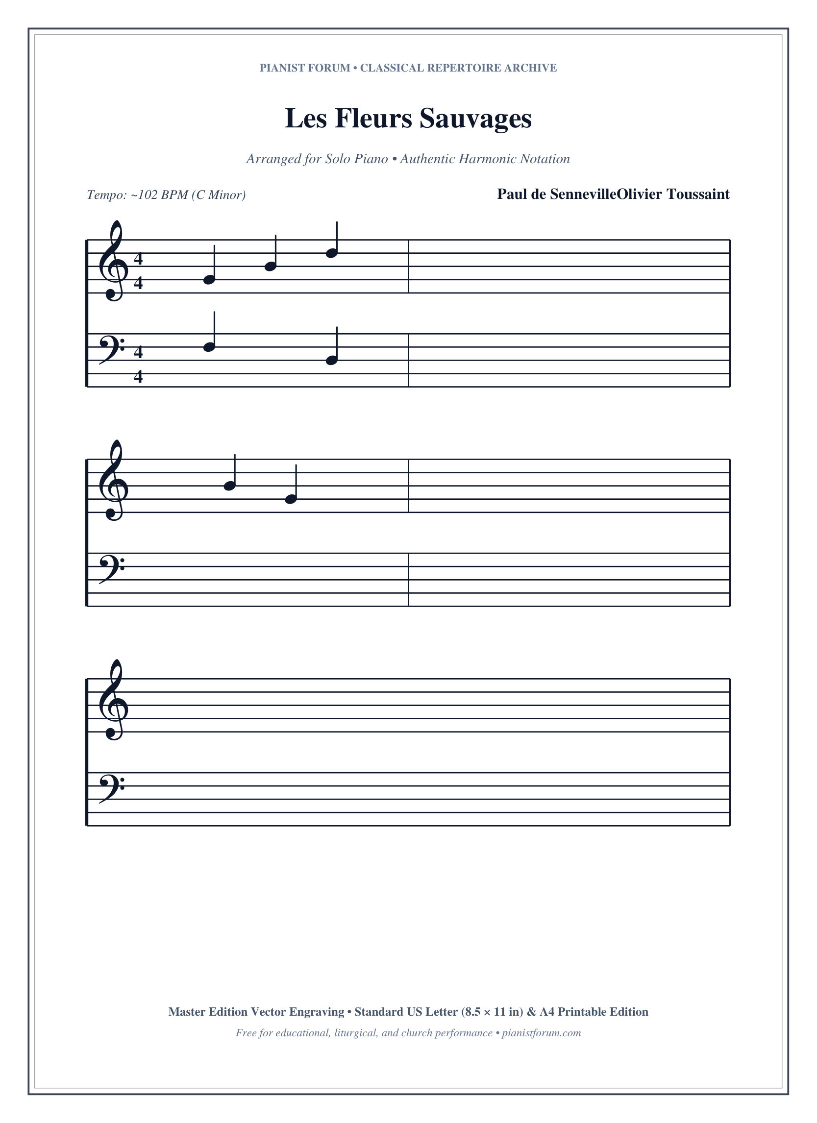 Les Fleurs Sauvages Piano Sheet Music Page 1 Free PDF
