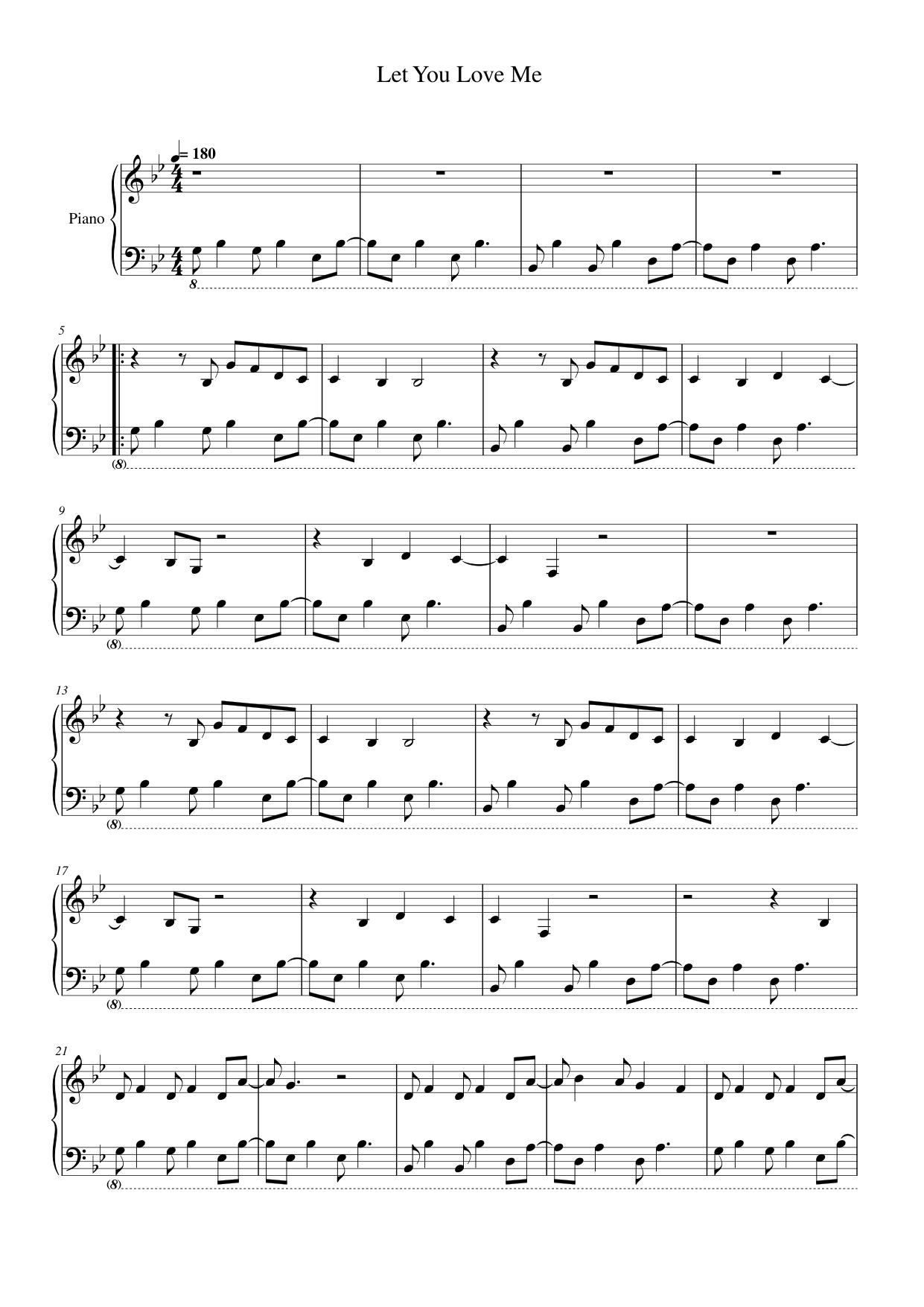 Let You Love Me Piano Sheet Music Page 1 Free PDF