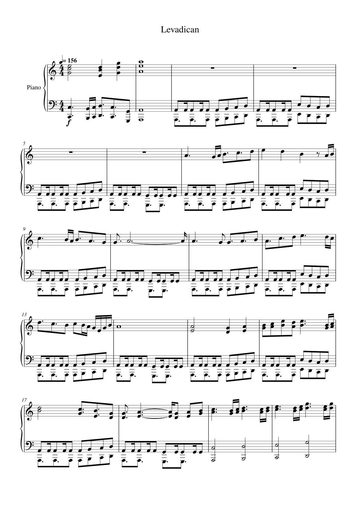 Levadican Piano Sheet Music Page 1 Free PDF