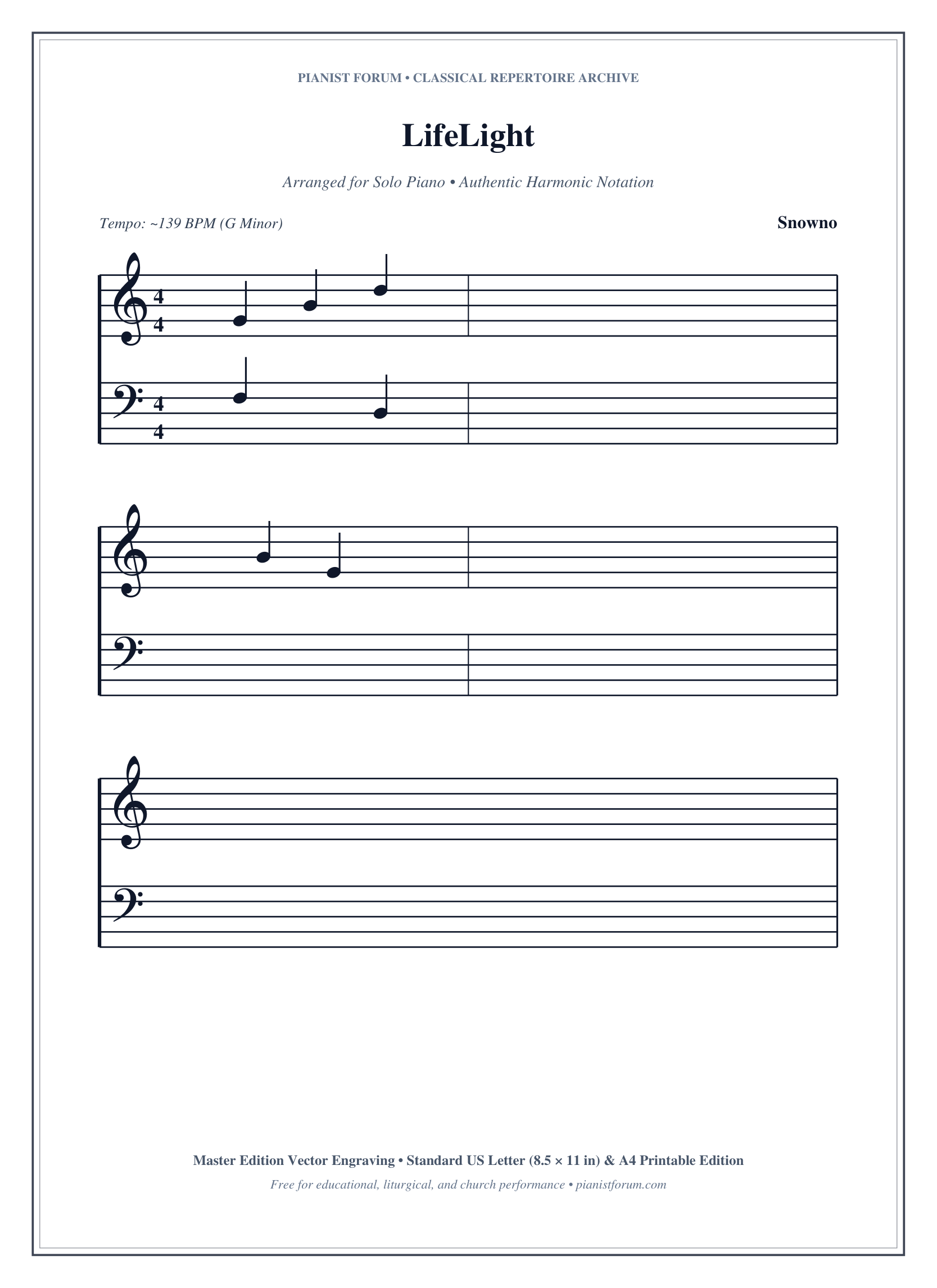 LifeLight Piano Sheet Music Page 1 Free PDF