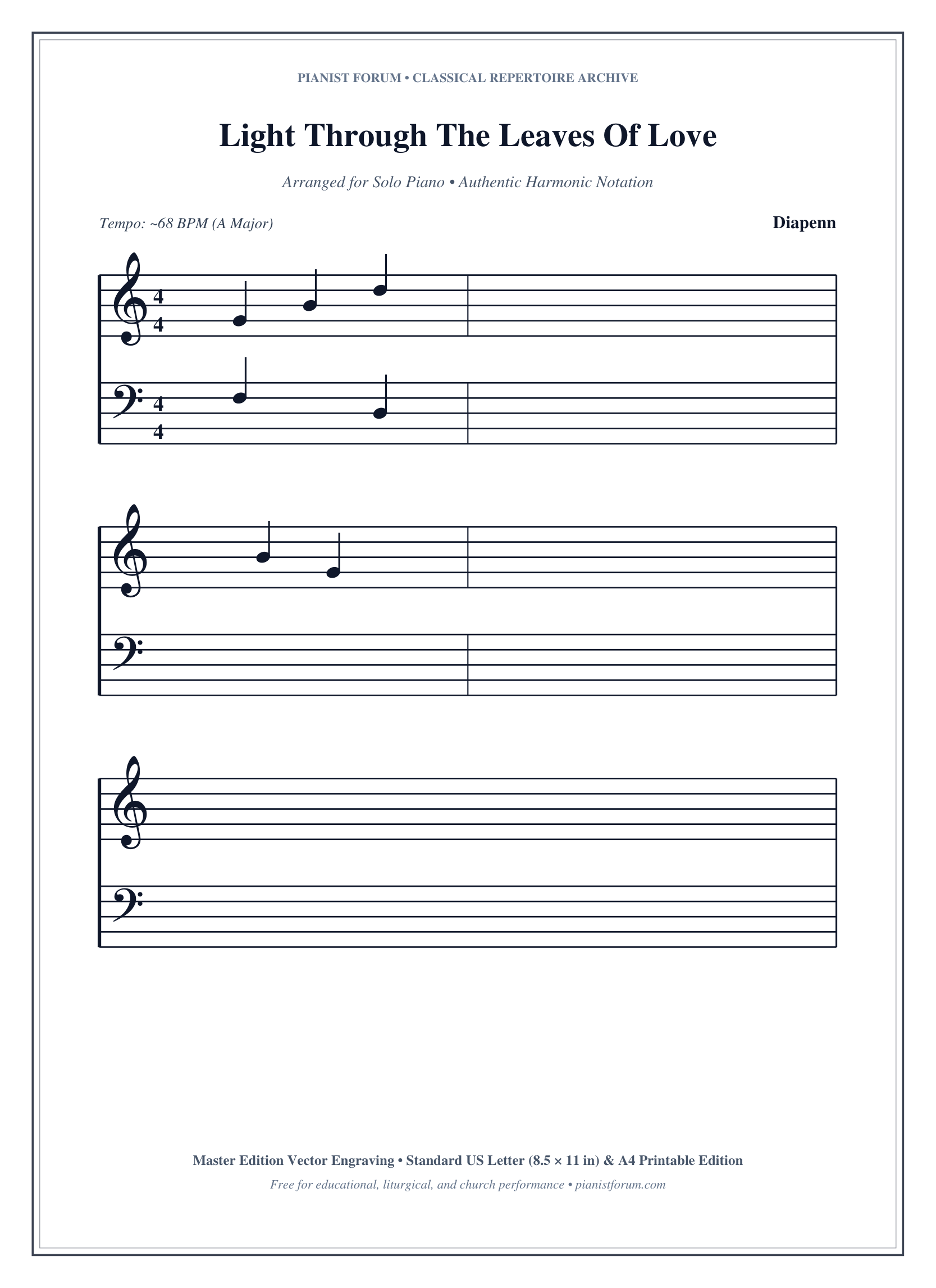 Light Through The Leaves Of Love Piano Sheet Music Page 1 Free PDF