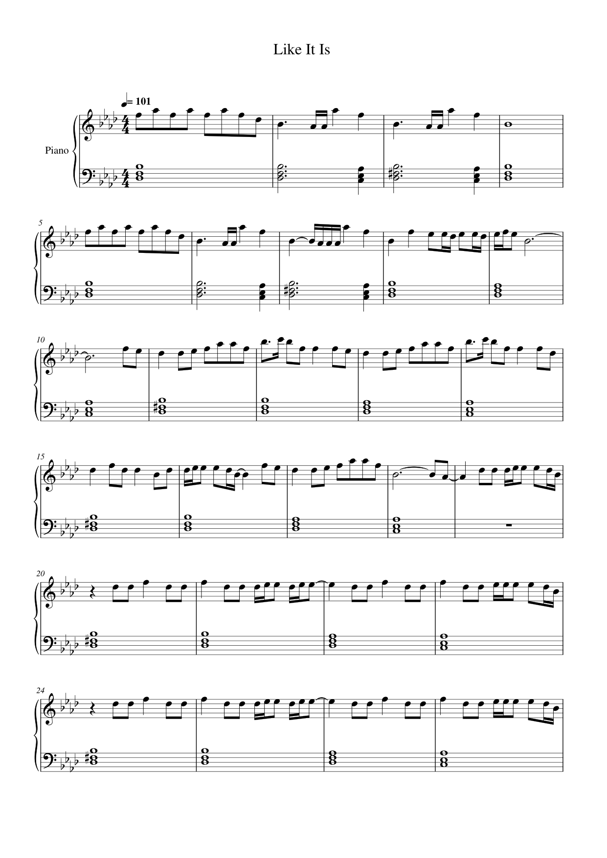 Like It Is Piano Sheet Music Page 1 Free PDF