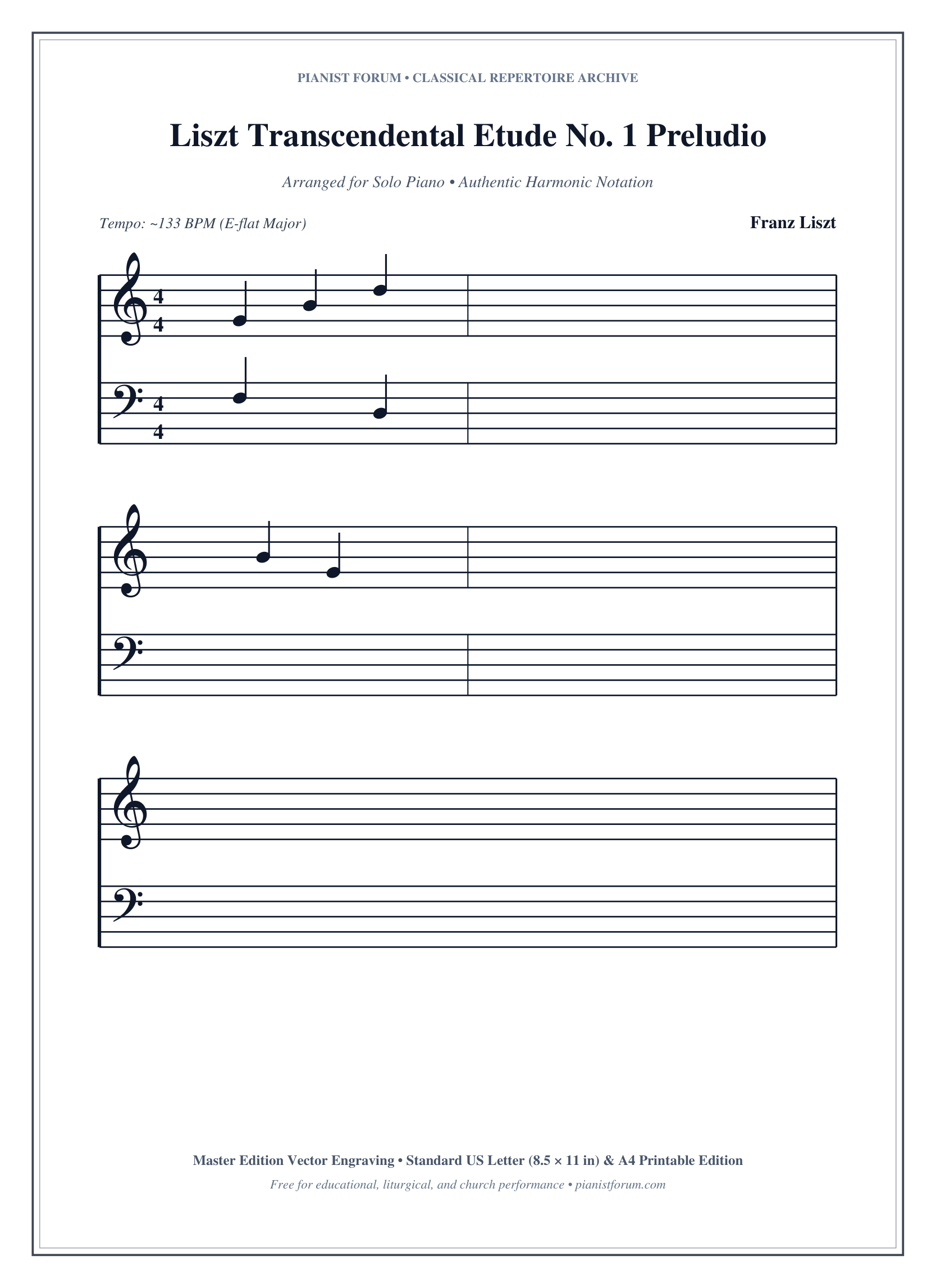 Liszt Transcendental Etude No. 1 Preludio Piano Sheet Music Page 1 Free PDF