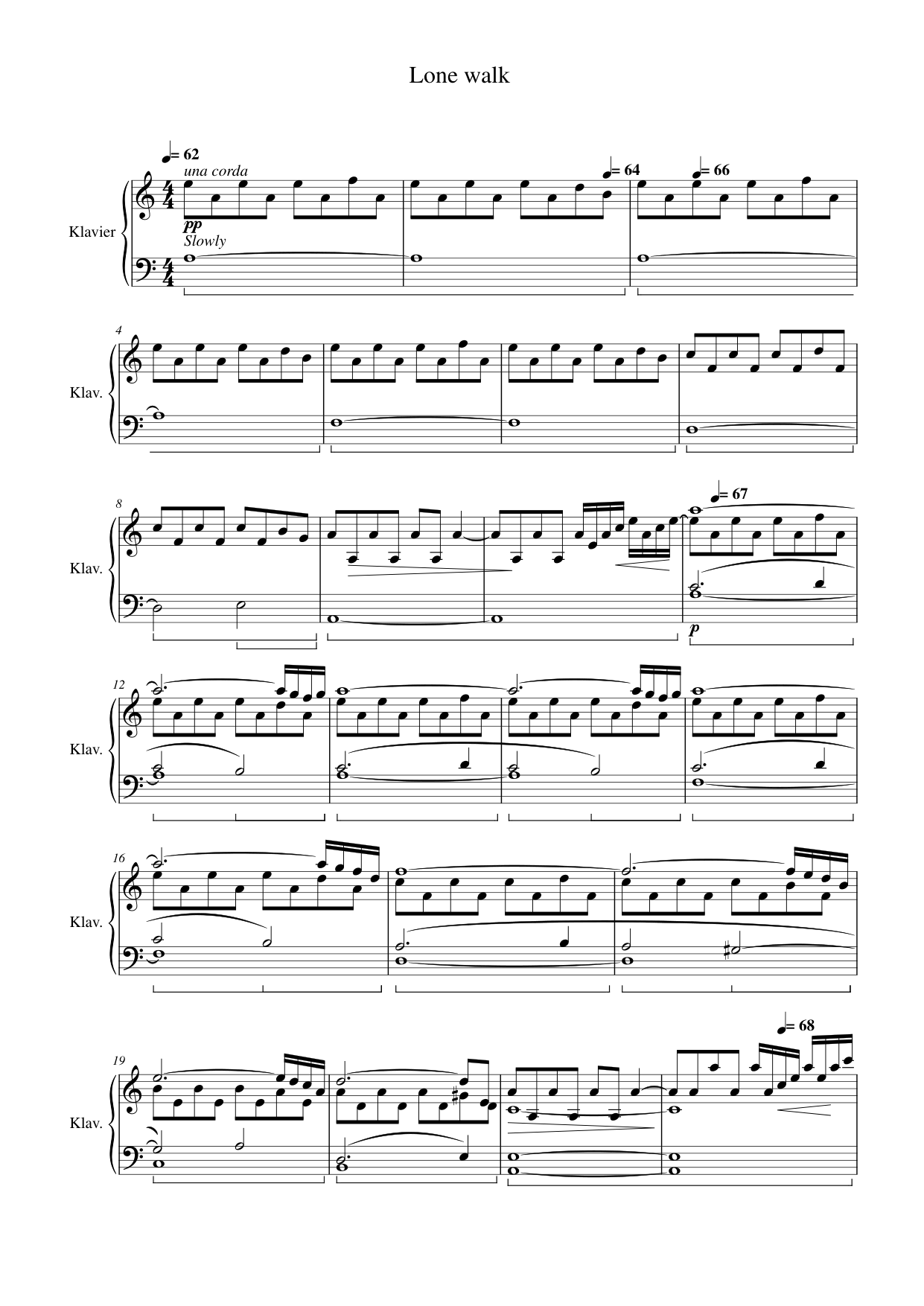 Lone walk Piano Sheet Music Page 1 Free PDF