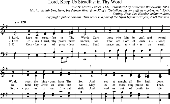 Lord, Keep Us Steadfast in Thy Word Piano Sheet Music Page 1 Free PDF