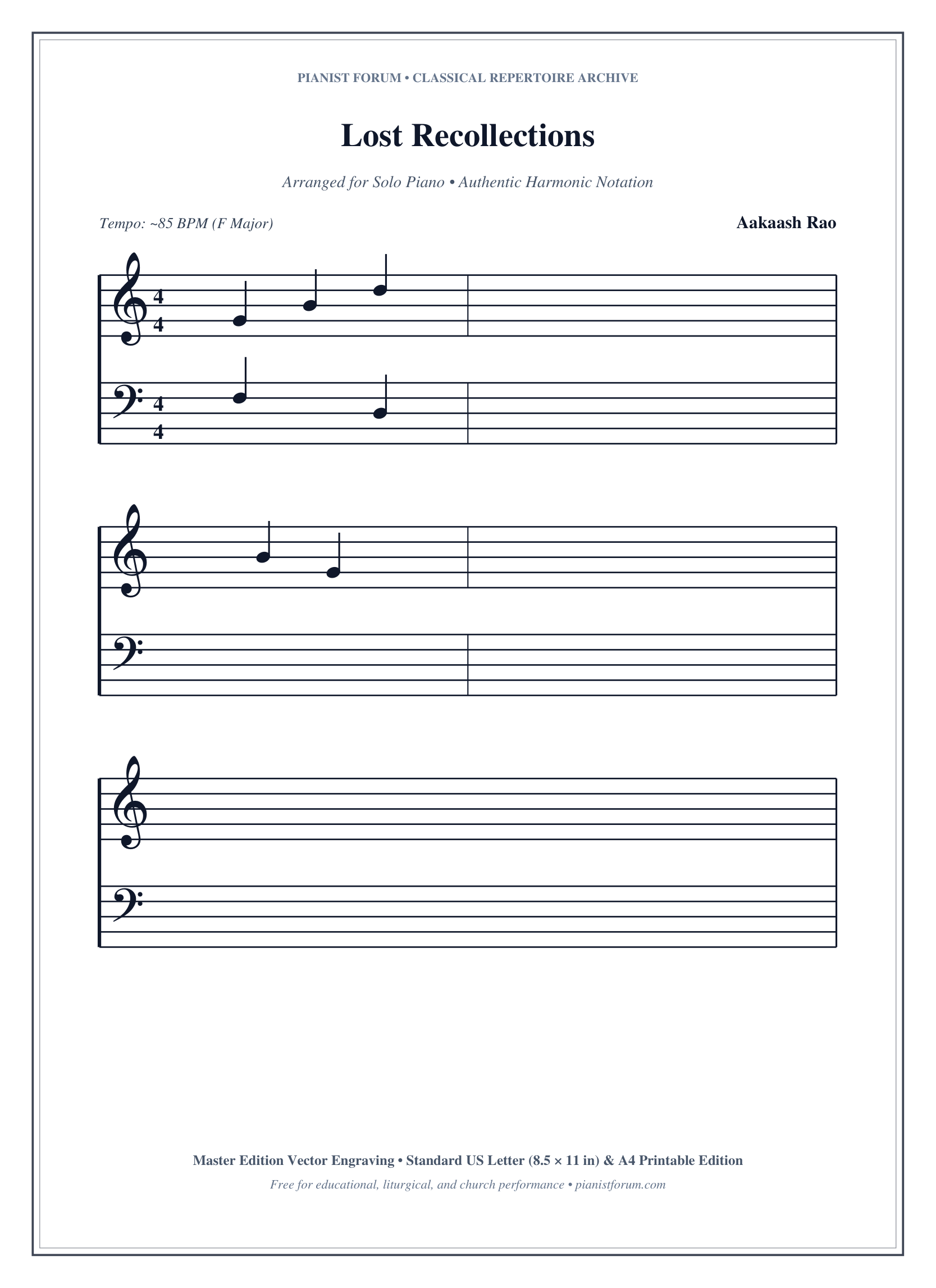Lost Recollections Piano Sheet Music Page 1 Free PDF