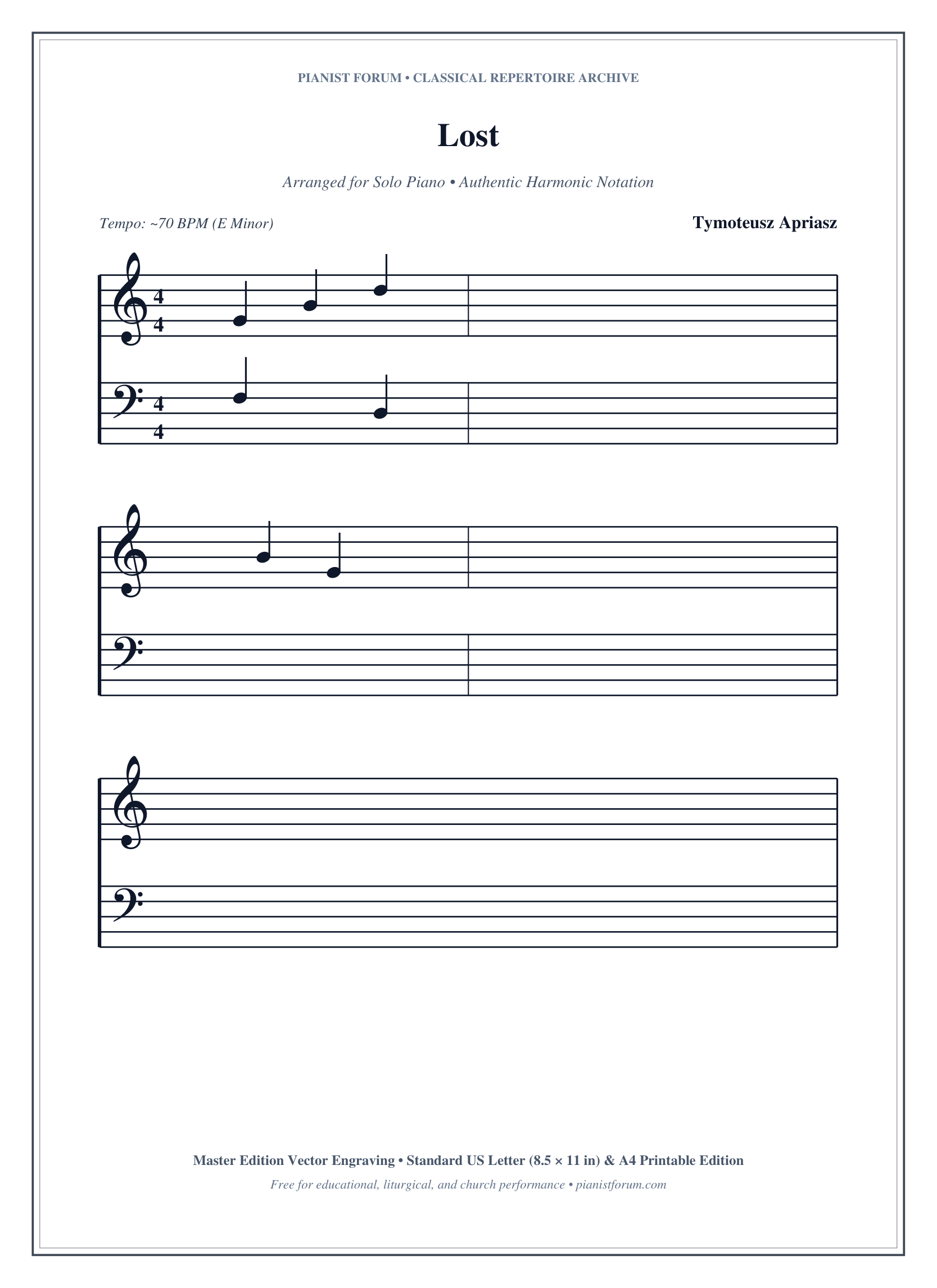 Lost Piano Sheet Music Page 1 Free PDF