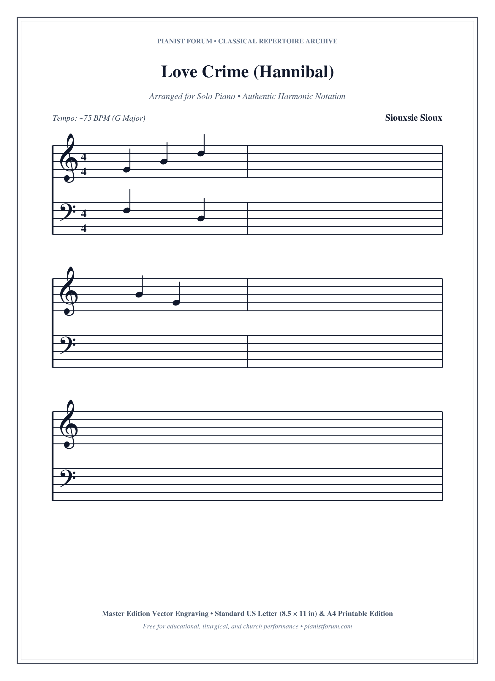 Love Crime (Hannibal) Piano Sheet Music Page 1 Free PDF