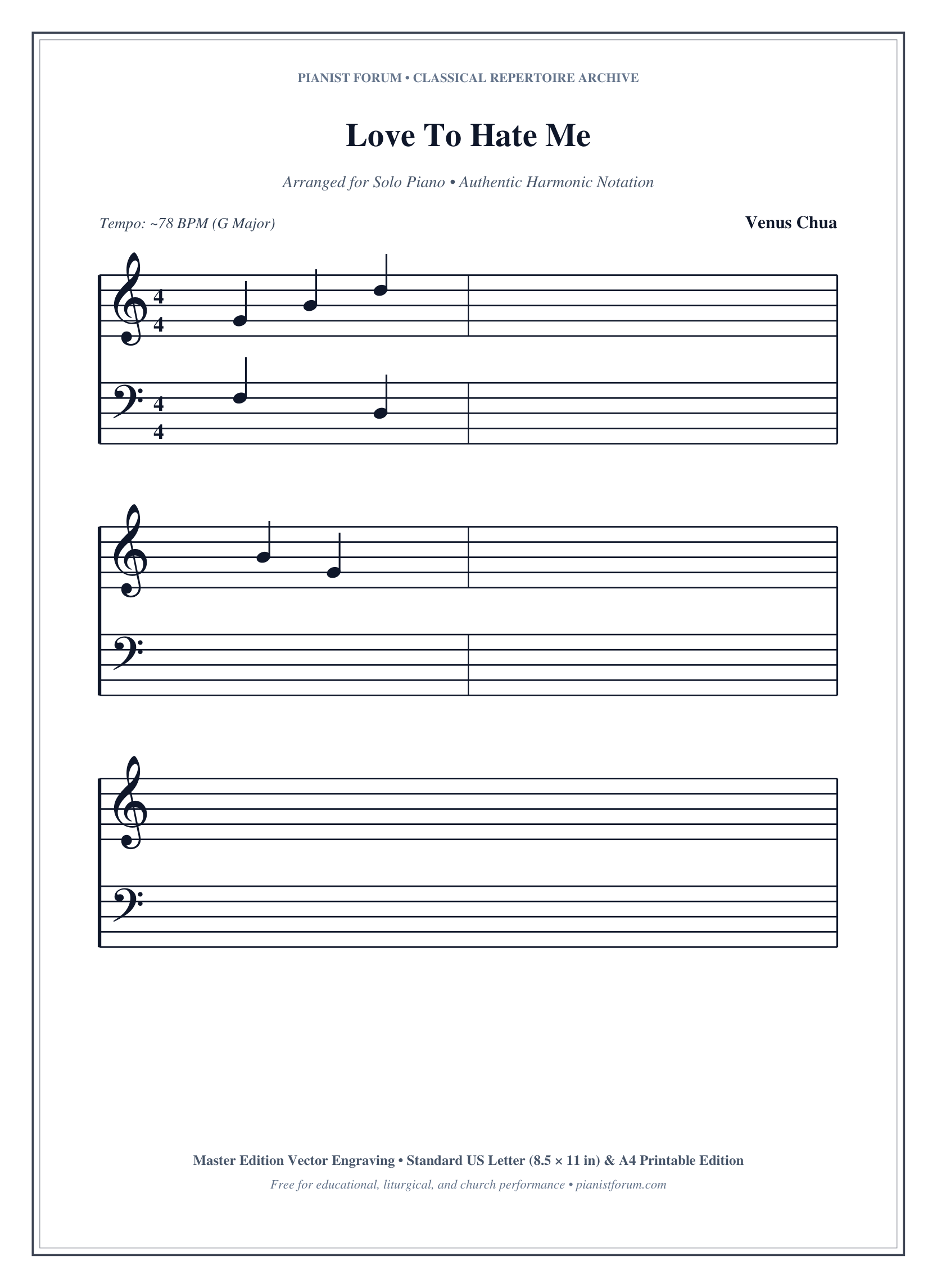 Love To Hate Me Piano Sheet Music Page 1 Free PDF