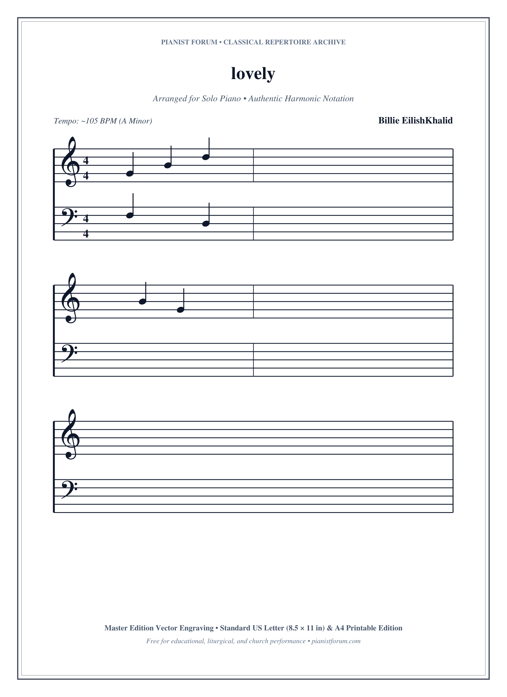 lovely Piano Sheet Music Page 1 Free PDF