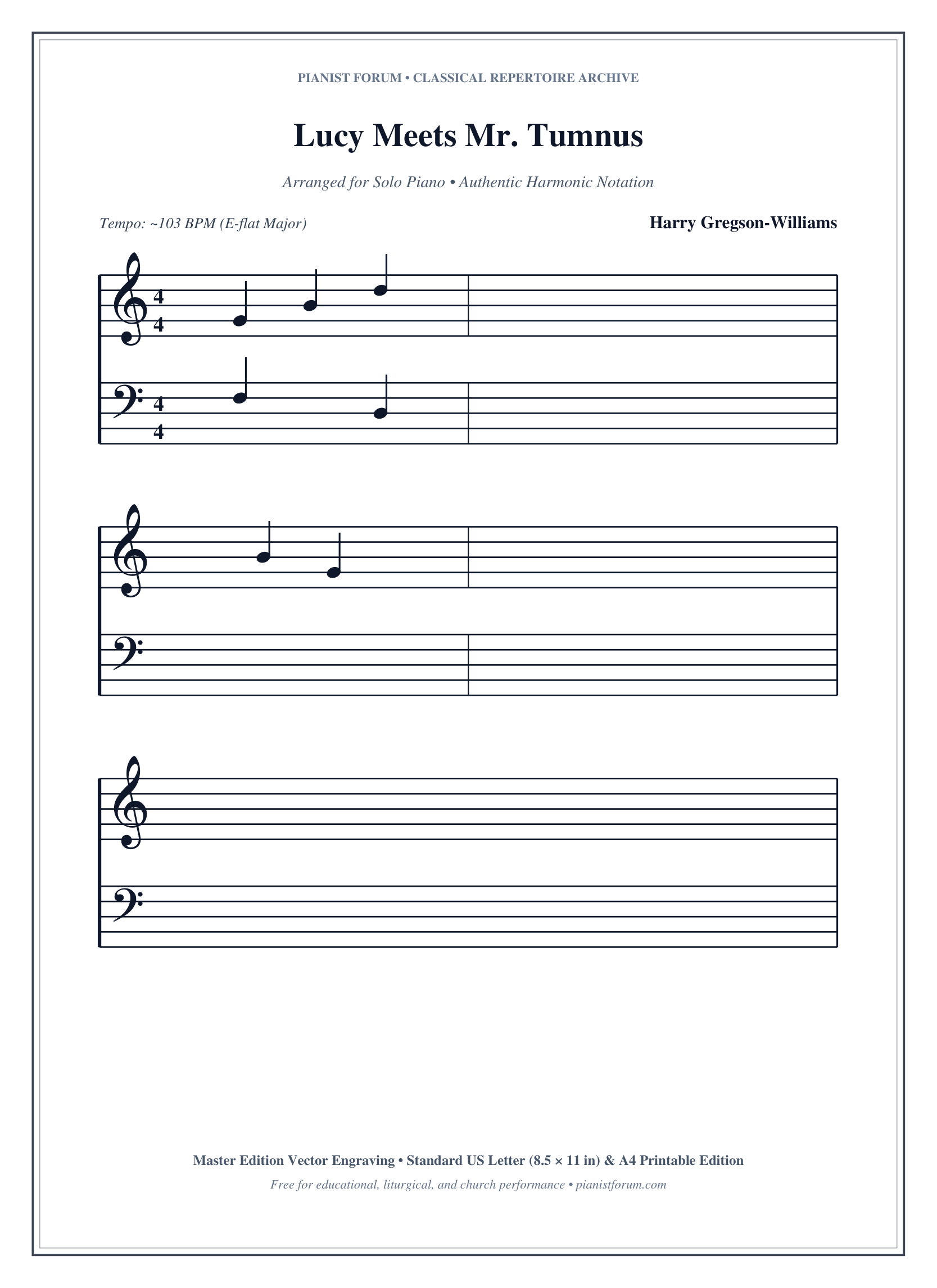 Lucy Meets Mr. Tumnus Piano Sheet Music Page 1 Free PDF