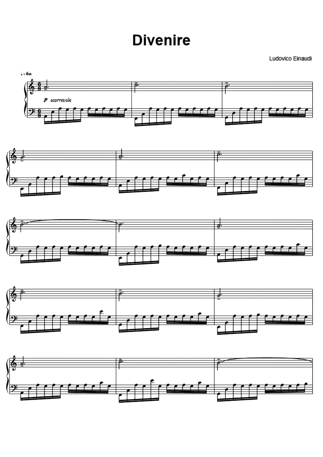 Divenire Piano Sheet Music Page 1 Free PDF