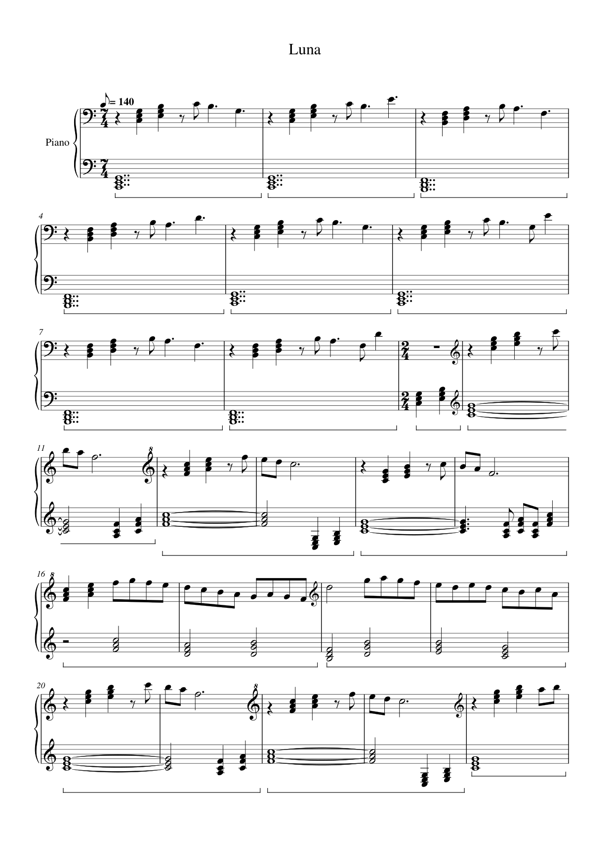 Luna Piano Sheet Music Page 1 Free PDF