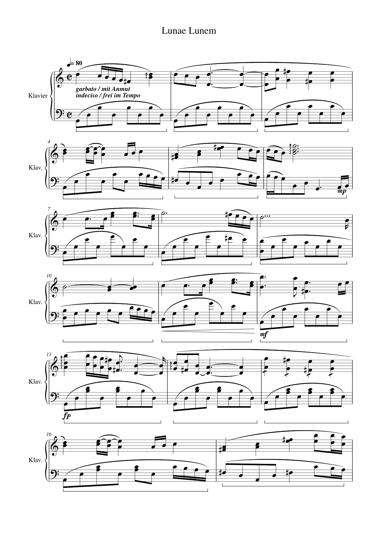 Lunae Lunem Piano Sheet Music Page 1 Free PDF